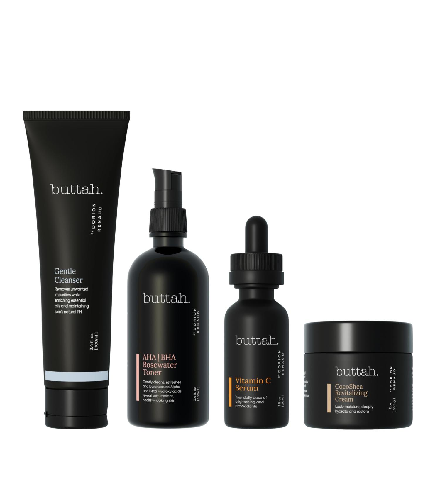 Buttah Skin Supreme Kit for Melanin Rich Skin | CocoShea Revitalizing Cream 2 oz | Vitamin C Serum 1 oz | Cleanser 3.4 oz | Rosewater Toner 3.4 oz | Black Owned Skincare - Buy Online on GoSupps.com