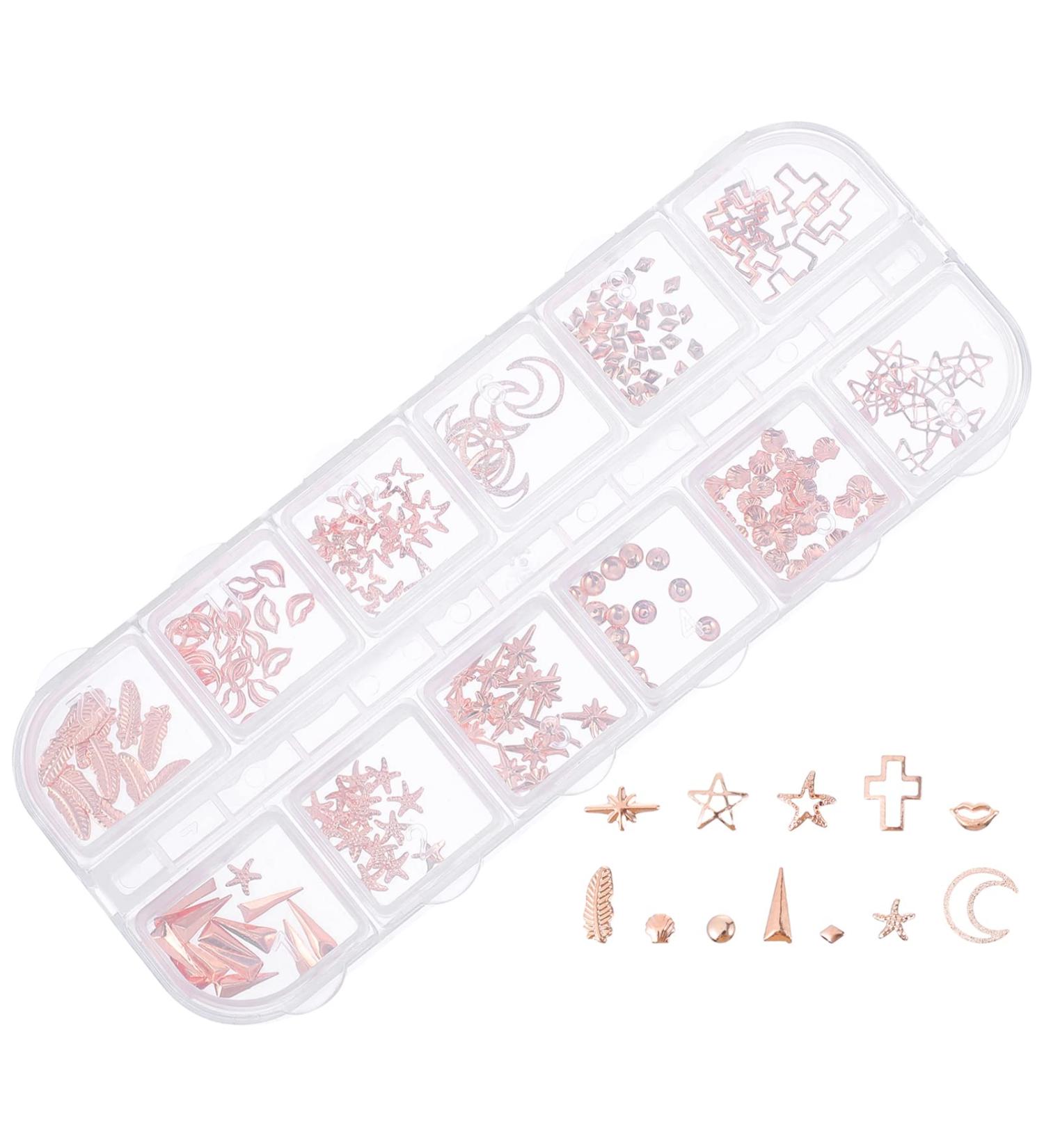 Lurrose 1 Box Nail Art Accessories shiny glass nail beads flat back gems nails decoration kit nail embellishments nail rhinestones for acrylic nails DIY Nail Art Diamond 3d boxed sticker Rose Gold - Buy Online on GoSupps.com