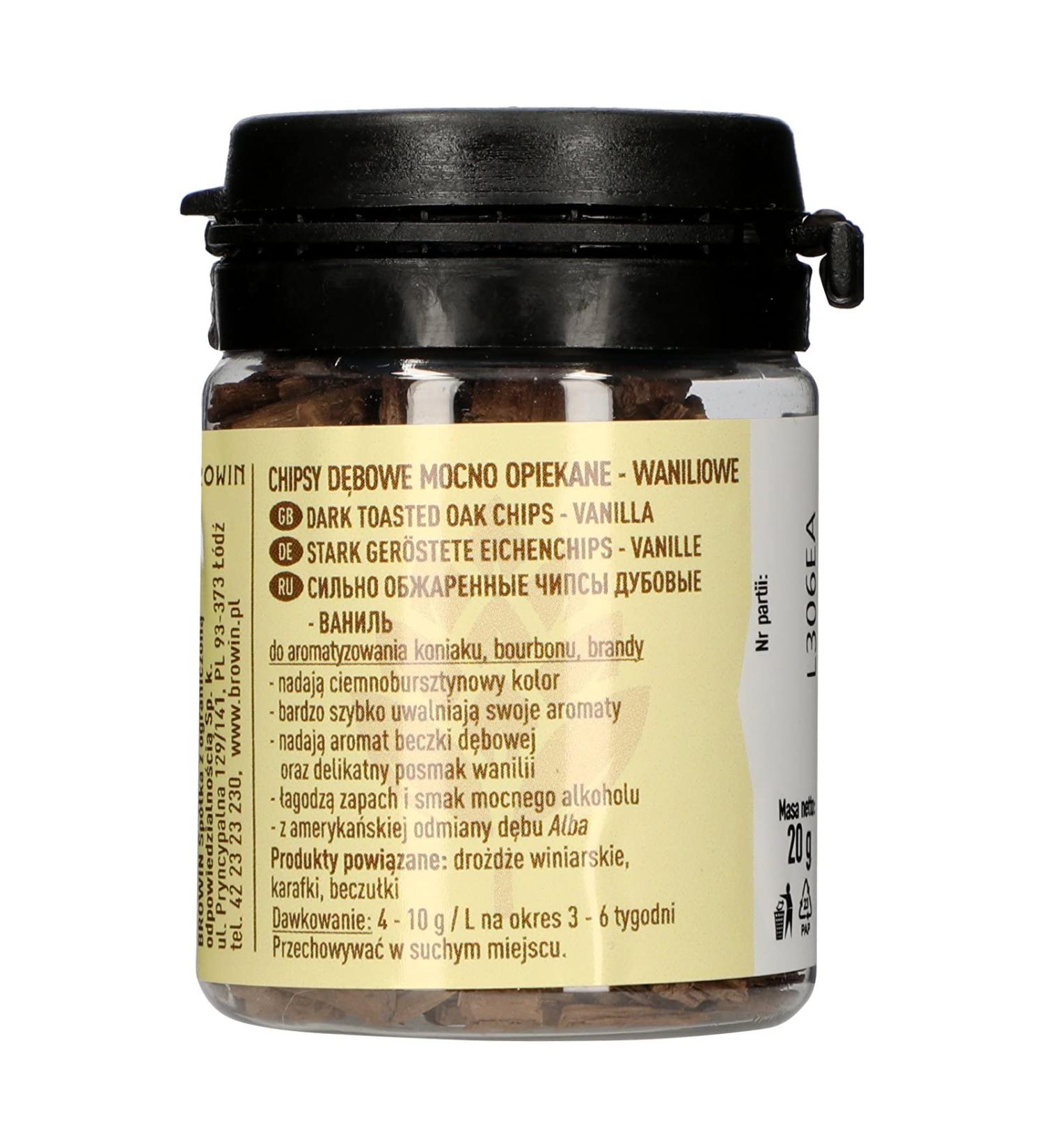 Browin 405040 Vanilla Oak Shavings - Heavily Roasted 20g | Fine Oak Sticks for Alcohol Flavoring | International Shipping - Buy Online on GoSupps.com