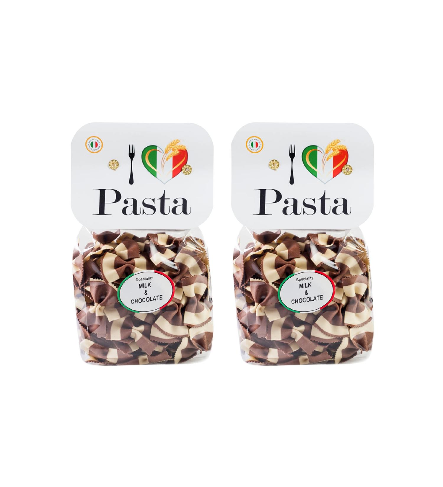 Chocolate and Milk Butterfly pasta (2x250g) durum wheat semolina Handmade traditional bronze drawing no preservatives or additives
