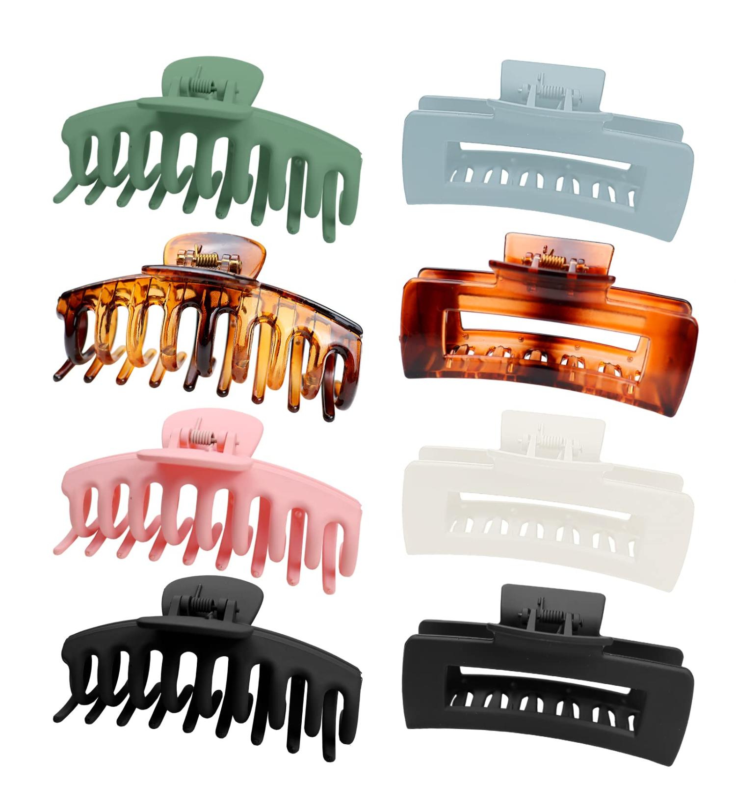 Kavya 8-Piece Large Hair Clips for Thick Hair - Slip-Resistant Hair Styling Accessories for Women & Girls (10.5cm) - Available in Green Blue Brown Pink White Black - Buy Online on GoSupps.com