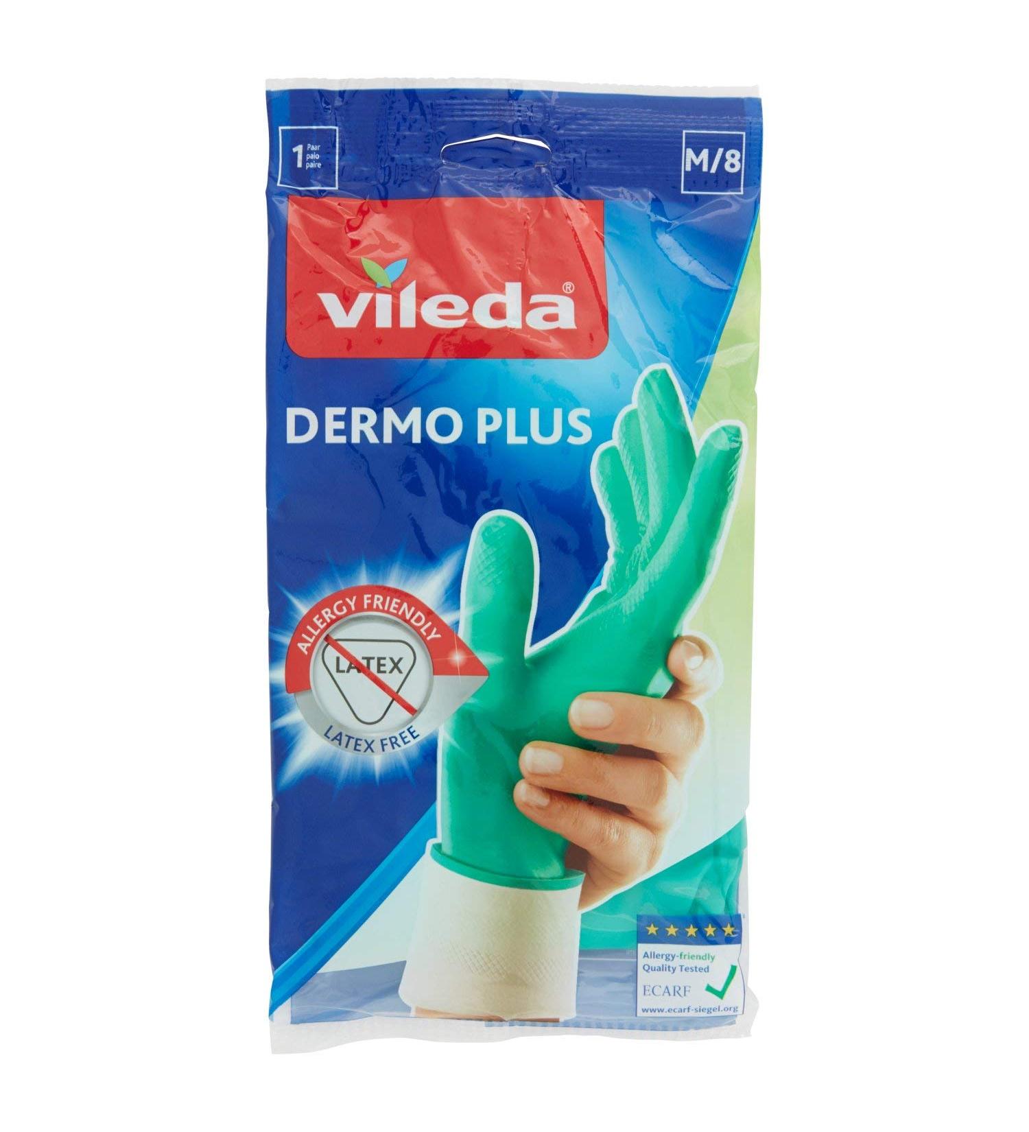 Vileda Dermo Plus Soft & Gentle Latex-Free Rubber Gloves - Size M - 1 Pair | International Shipping Available - Buy Online on GoSupps.com
