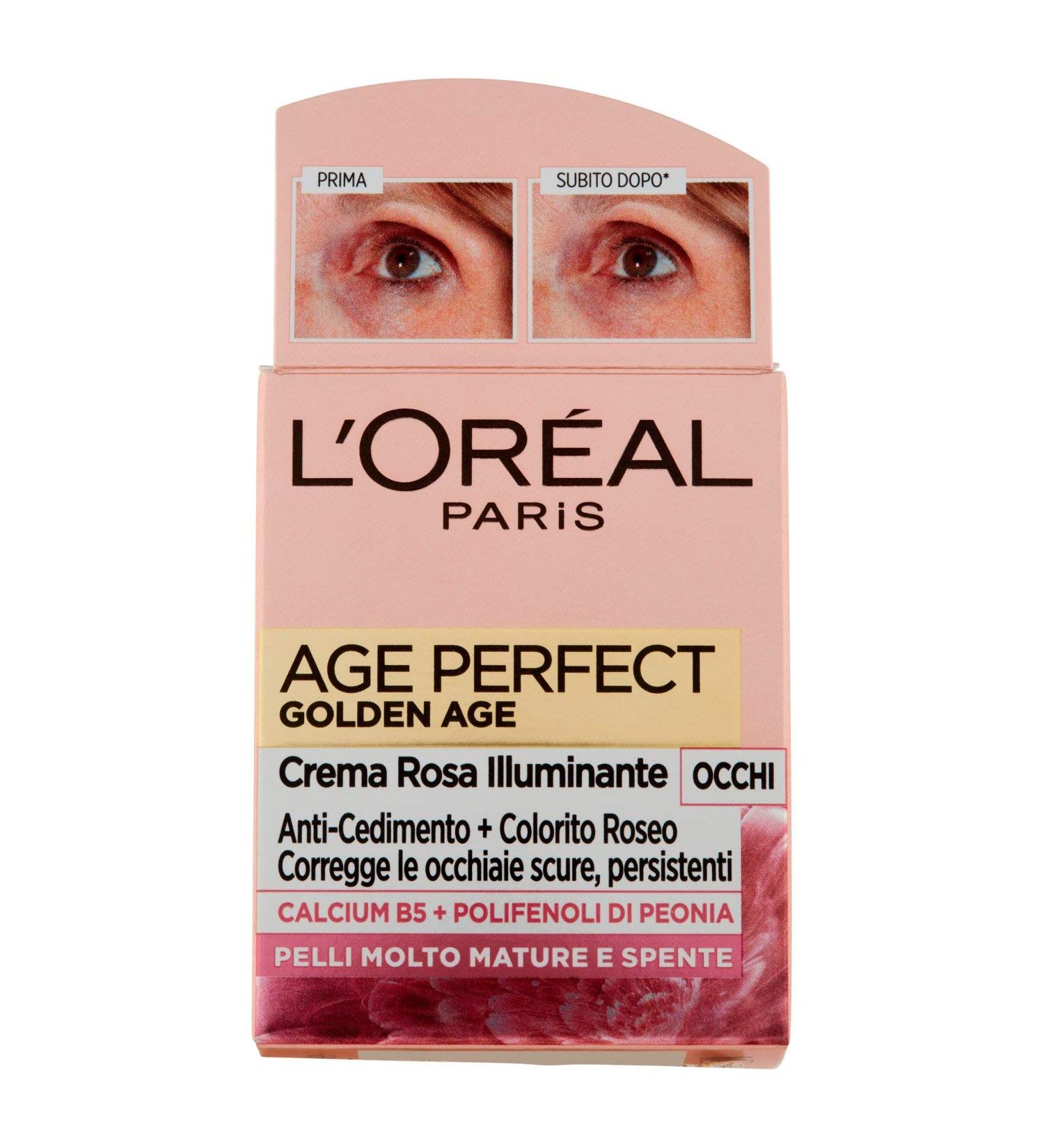L'Or al Paris Age Perfect Golden Brightening Eye Contour Treatment 15ml - Enriched with Calcium & Peony Extract for Youthful Glow - Buy Online on GoSupps.com