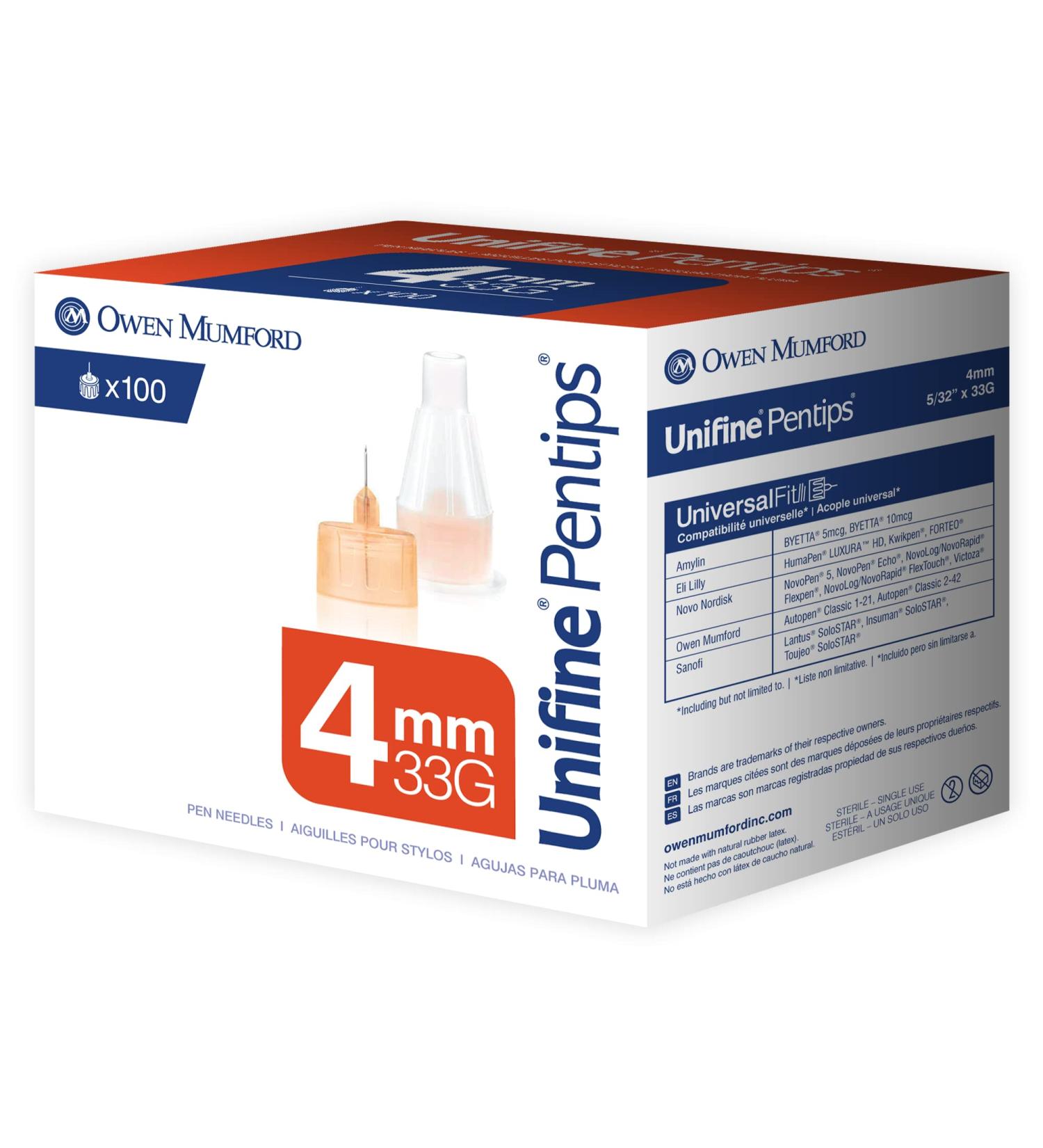 Owen Mumford Unifine Pentips 4mm x 33G - 100 Count - Buy Online on GoSupps.com