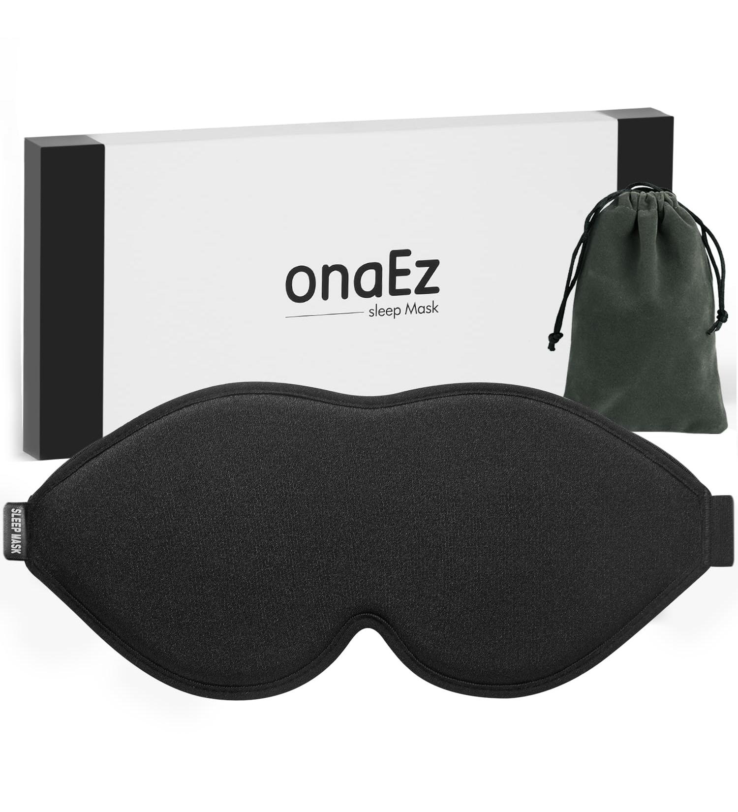 onaEz Sleep Mask 2023 - Total Darkness 3D Eye Mask with 12mm Eye Sockets - Breathable Milk Ice Silk - for Travel, Napping, Yoga - Black - Buy Online on GoSupps.com
