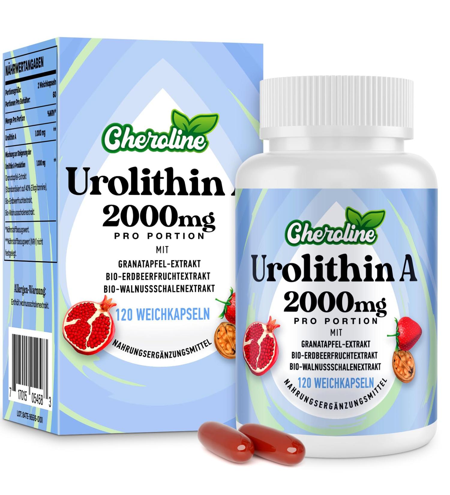 Urolithin A Supplement 2000mg - 120 Softgels for 60 Days - Enriched with Pomegranate Strawberry and Nut Extracts - for Mitochondria (120 Units Pack of 1) - Buy Online on GoSupps.com