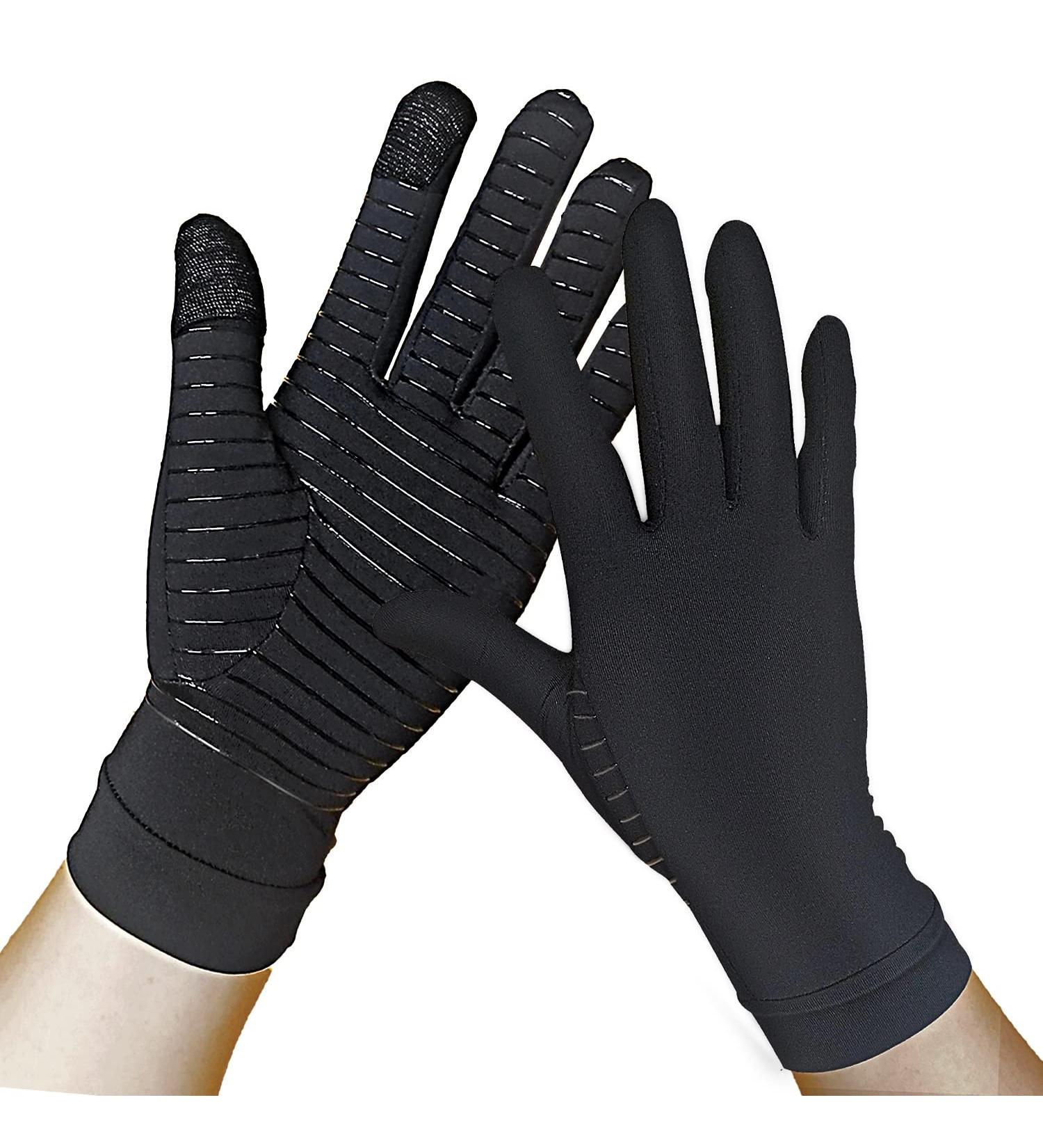 Copper Compression Arthritis Gloves Full Finger for Carpal Tunnel and Hand Pain | Unisex, Small, Black - Buy Online on GoSupps.com