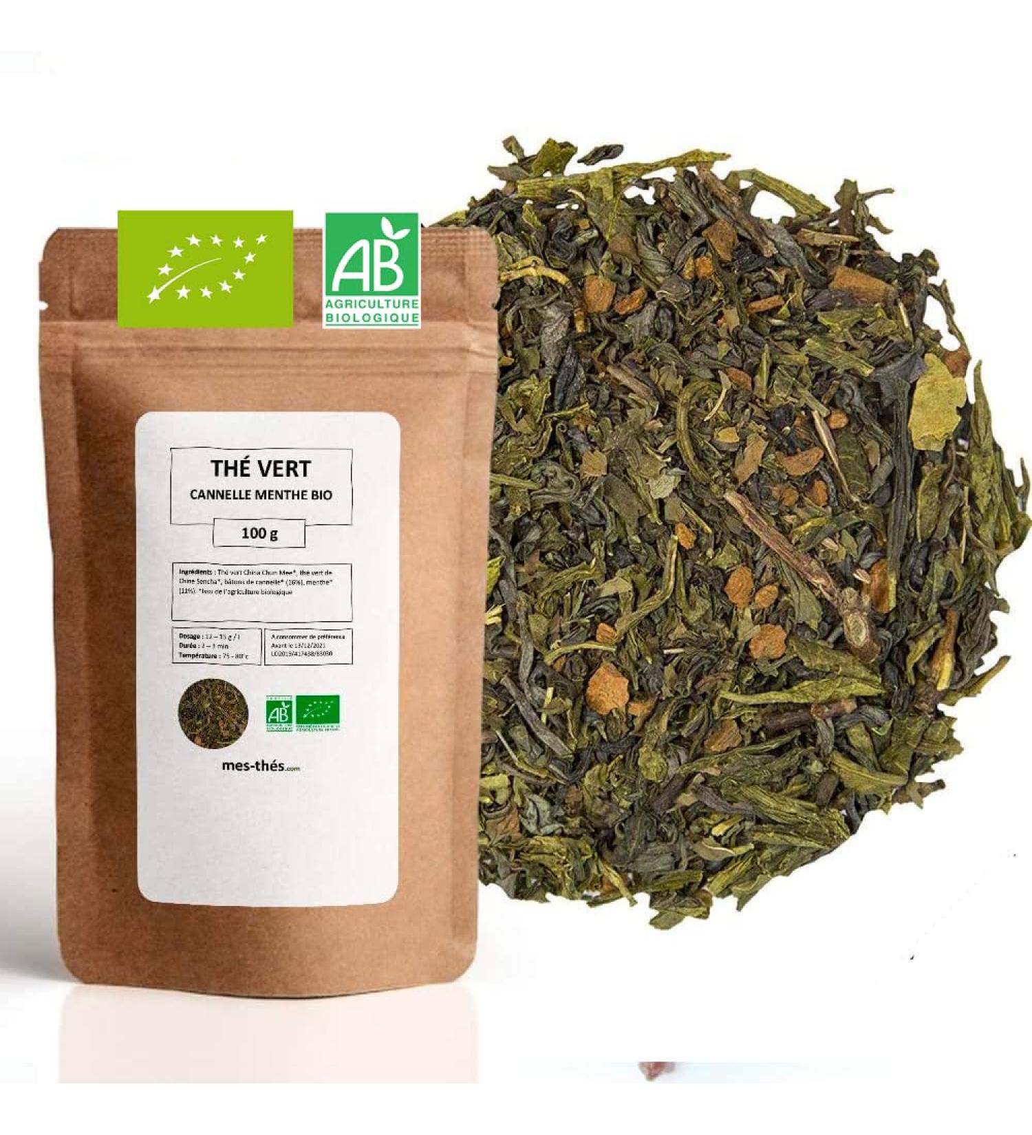 Th Vert bio Cannelle menthe - 100g (40 tasses) - Th en vrac 100% agriculture biologique - Mes-Th s Cannelle Menthe 100 g (Lot de 1) - Buy Online on GoSupps.com