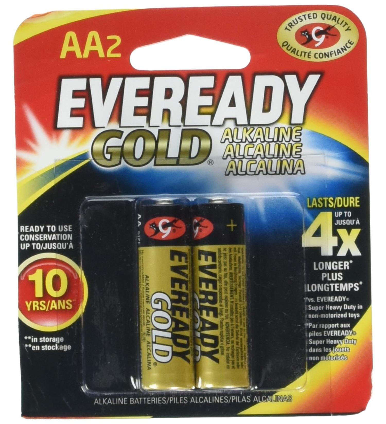 Energizer AA-2 Eveready AA Alkaline Battery 2 Count (Pack of 1)