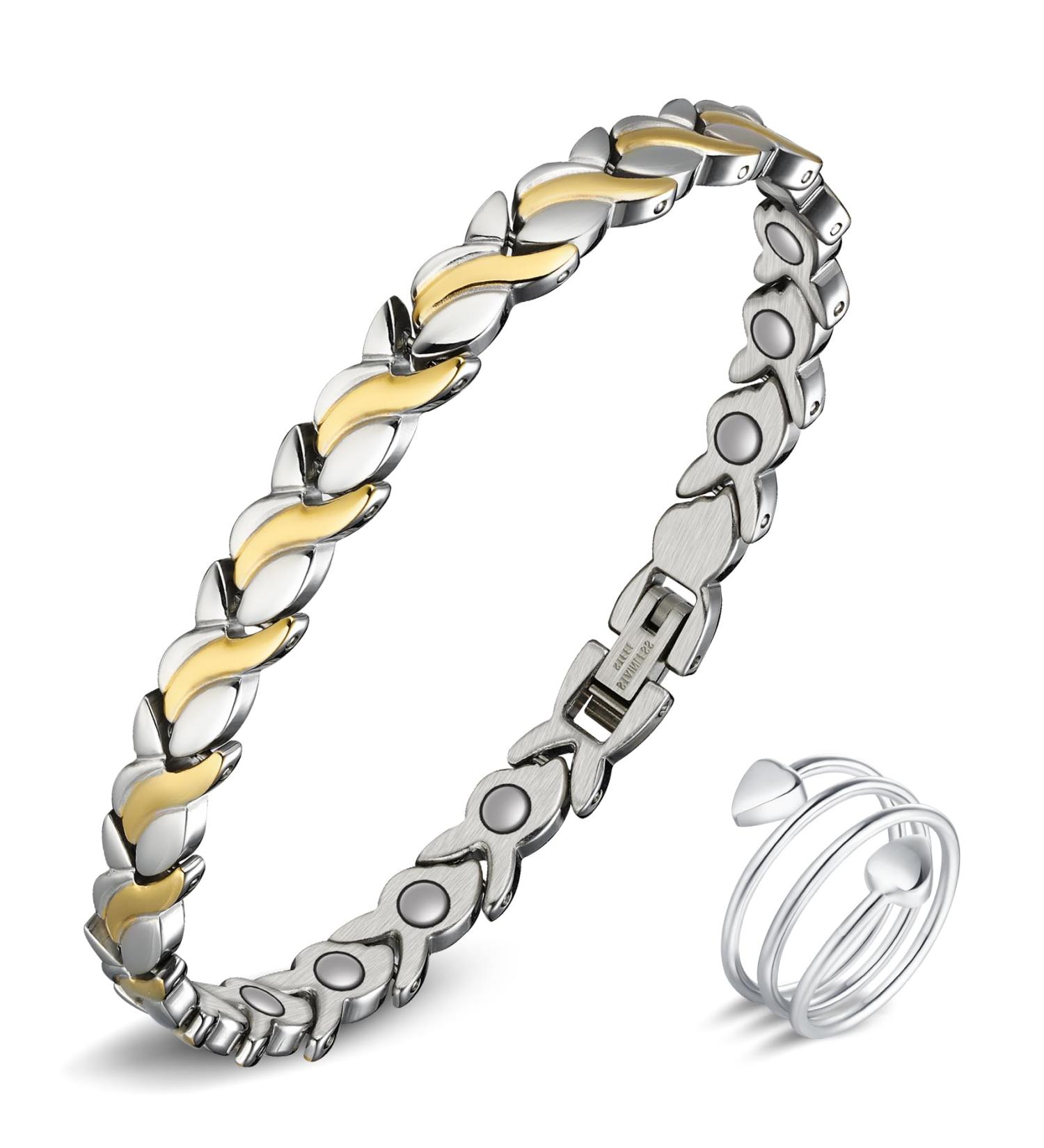 Jeracol Magnetic Hardship Women s Bracelet - Stainless Steel Therapeutic Ring for Pain Relief Adjustable Size Jewelry Gift Box | Arthritis Support & Wellness - Buy Online on GoSupps.com