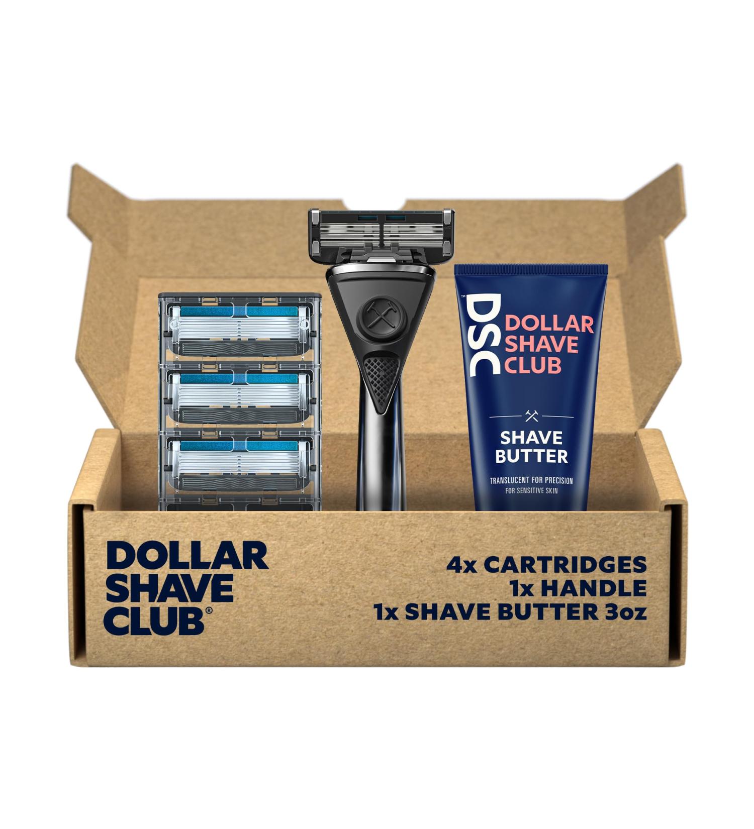 Dollar Shave Club Heavy Metal Shave Kit | 6 Blade Razor Heavy-Duty Handle & Shave Butter | Perfect Shaving Set for Men & Women - Buy Online on GoSupps.com