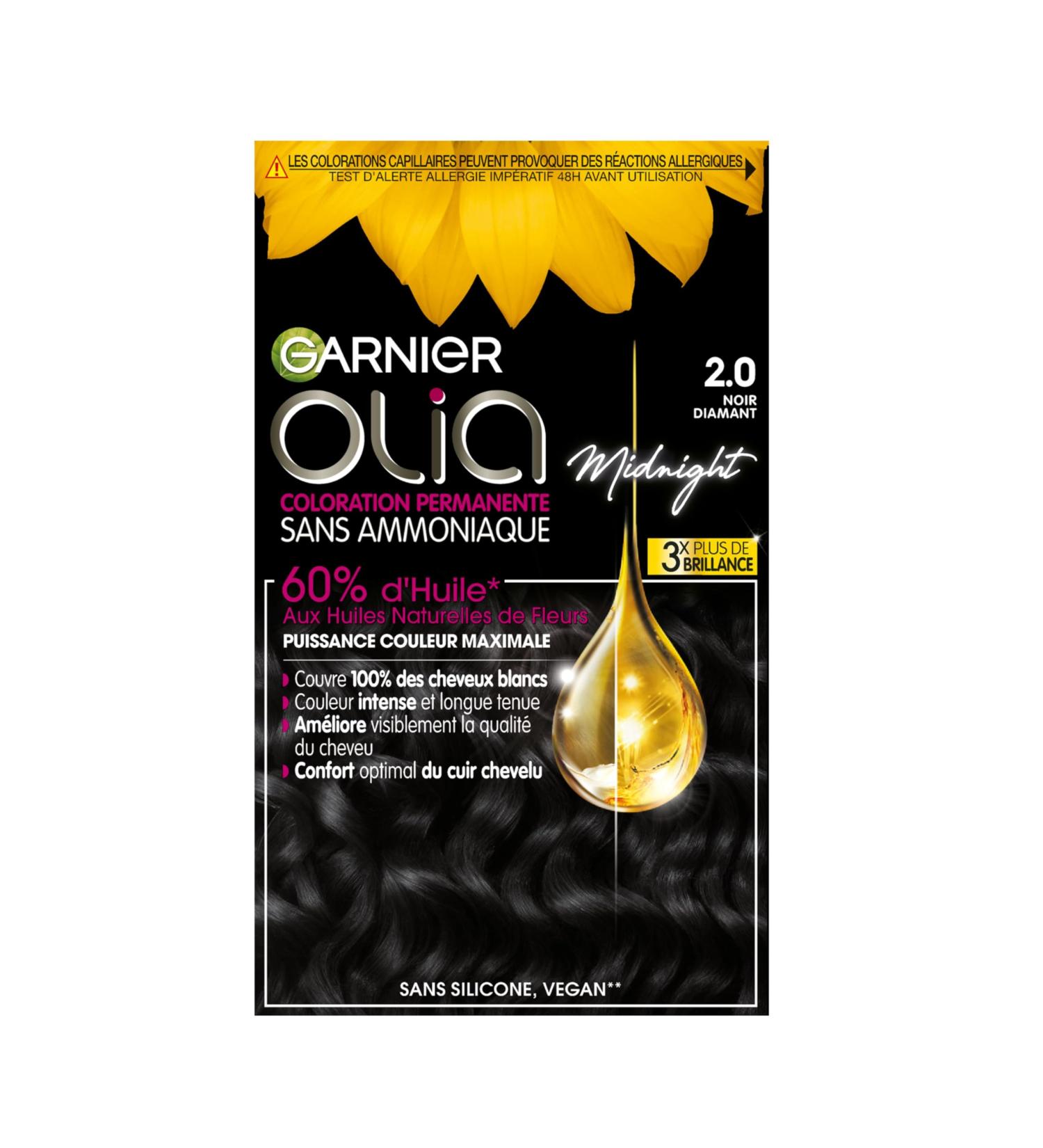  Garnier Garnier Olia Permanent Hair Dye Ammonia-Free Natural Flower Oils Diamond Black (2.0) - Buy Online on GoSupps.com