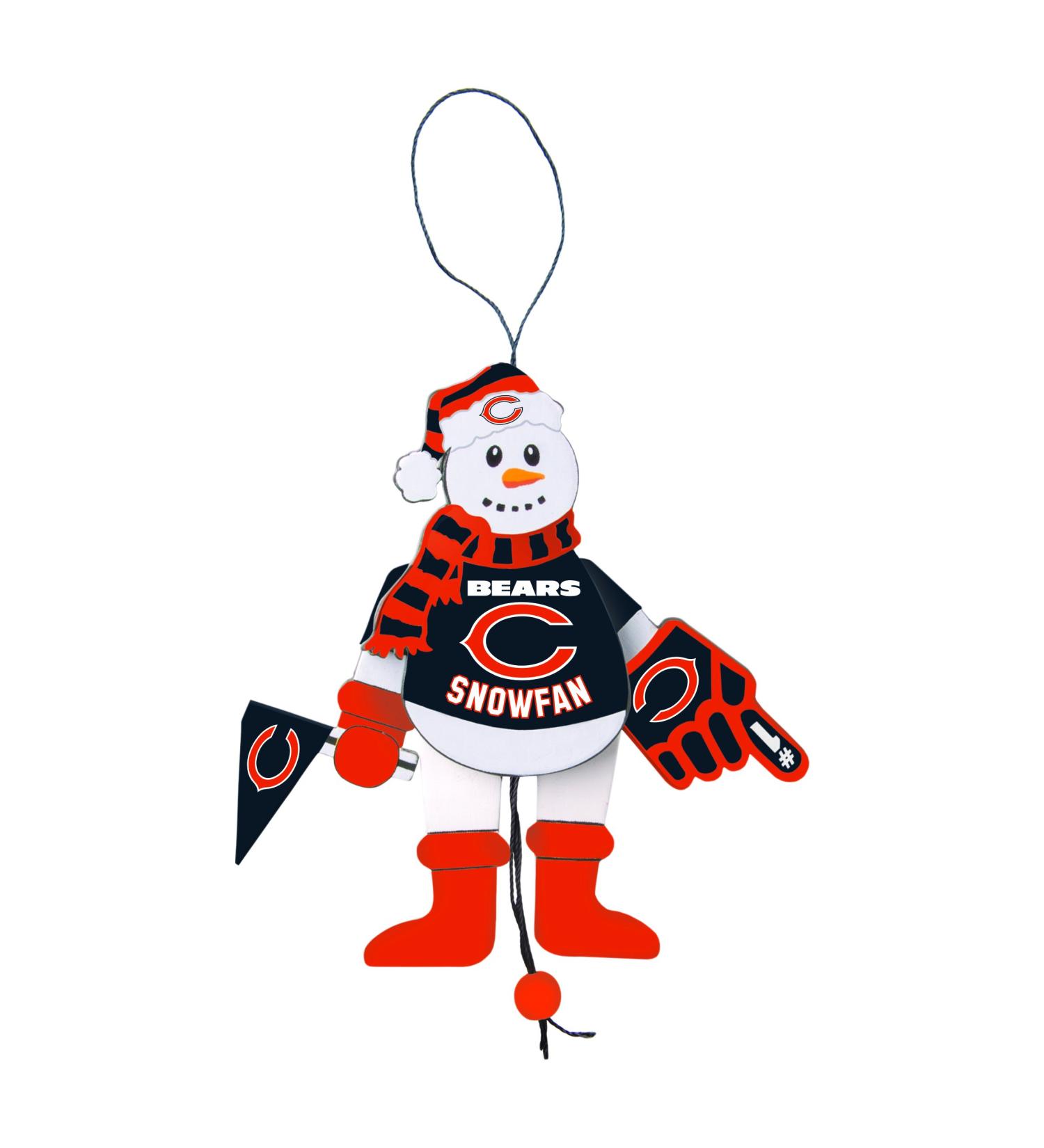 NFL Wooden Cheering Snowman Ornament Chicago Bears