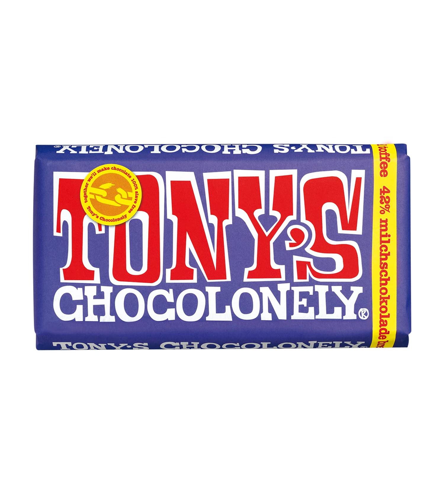  Tony's Chocolonely Tony's Chocolonely - Whole milk chocolate with Brezel and Toffee - Table caramel chocolate - 42% cocoa - 180g - Fair trade chocolate Belgium - Buy Online on GoSupps.com