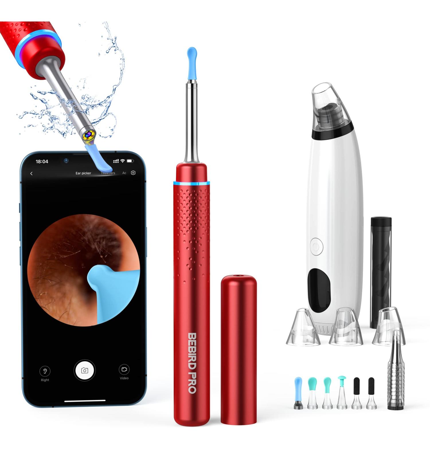 BEBIRDPRO Ear Wax Removal Tool with HD Camera and 6 LED Lights - Safely Clean Ear Canal at Home | Ear Cleaner for iOS Android Smart Phones - M9 Red - Buy Online on GoSupps.com
