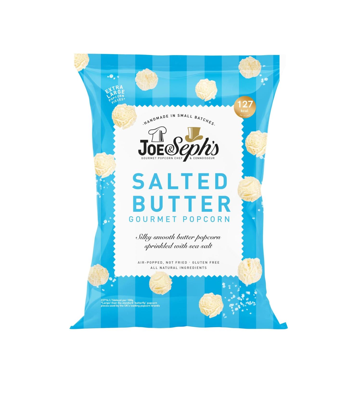Joe & Seph's Salted Butter Popcorn (1x22g) gourmet popcorn everyday snacks for on the go snacking salty popcorn
