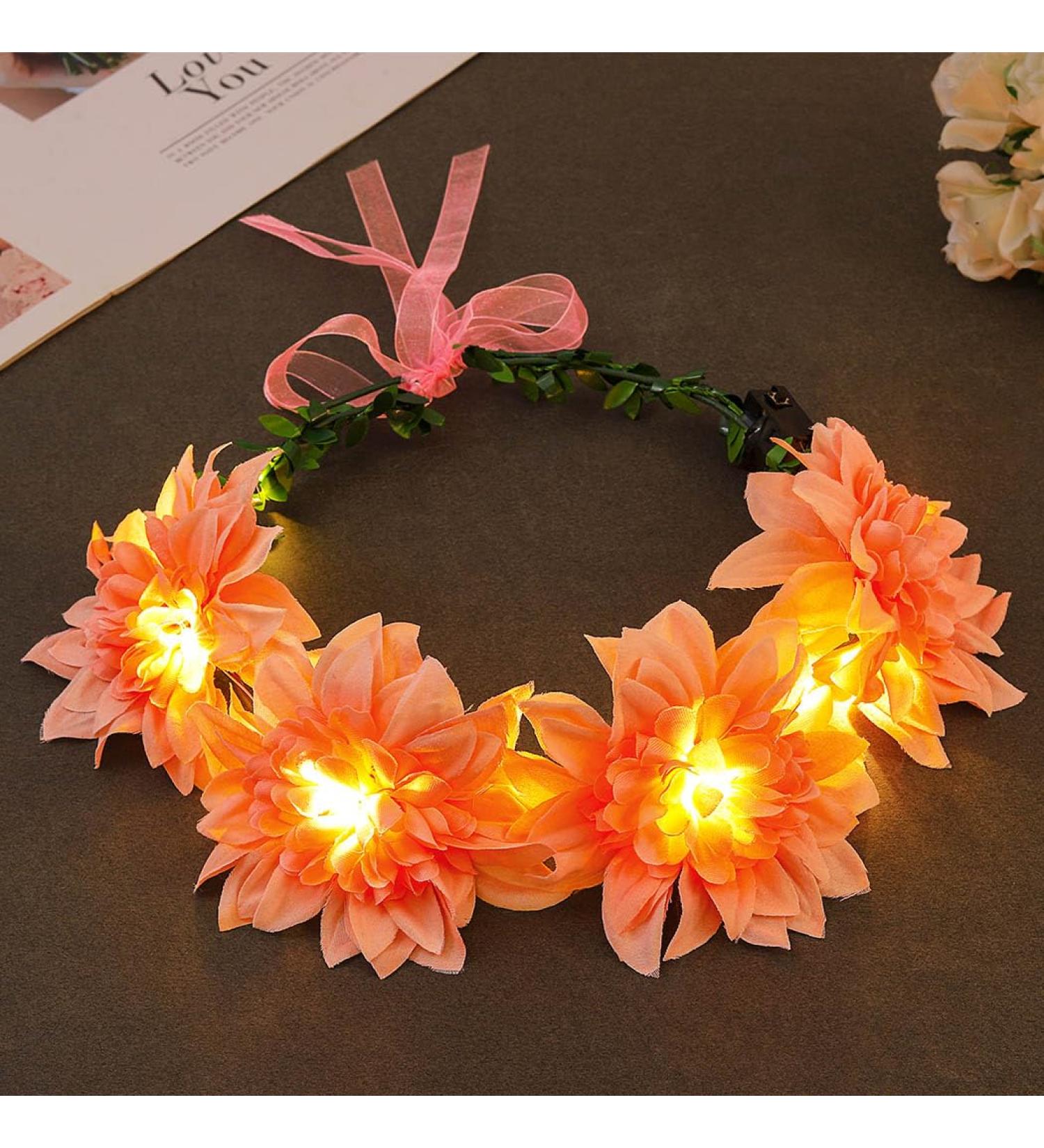 Zoestar Light Up Flower Crown Headbands LED Hair Wreath Headband Bridal Floral Garland Headpiece Festival Party Hair Accessories for Women and Girlsn (Pink Standard Size) - Buy Online on GoSupps.com