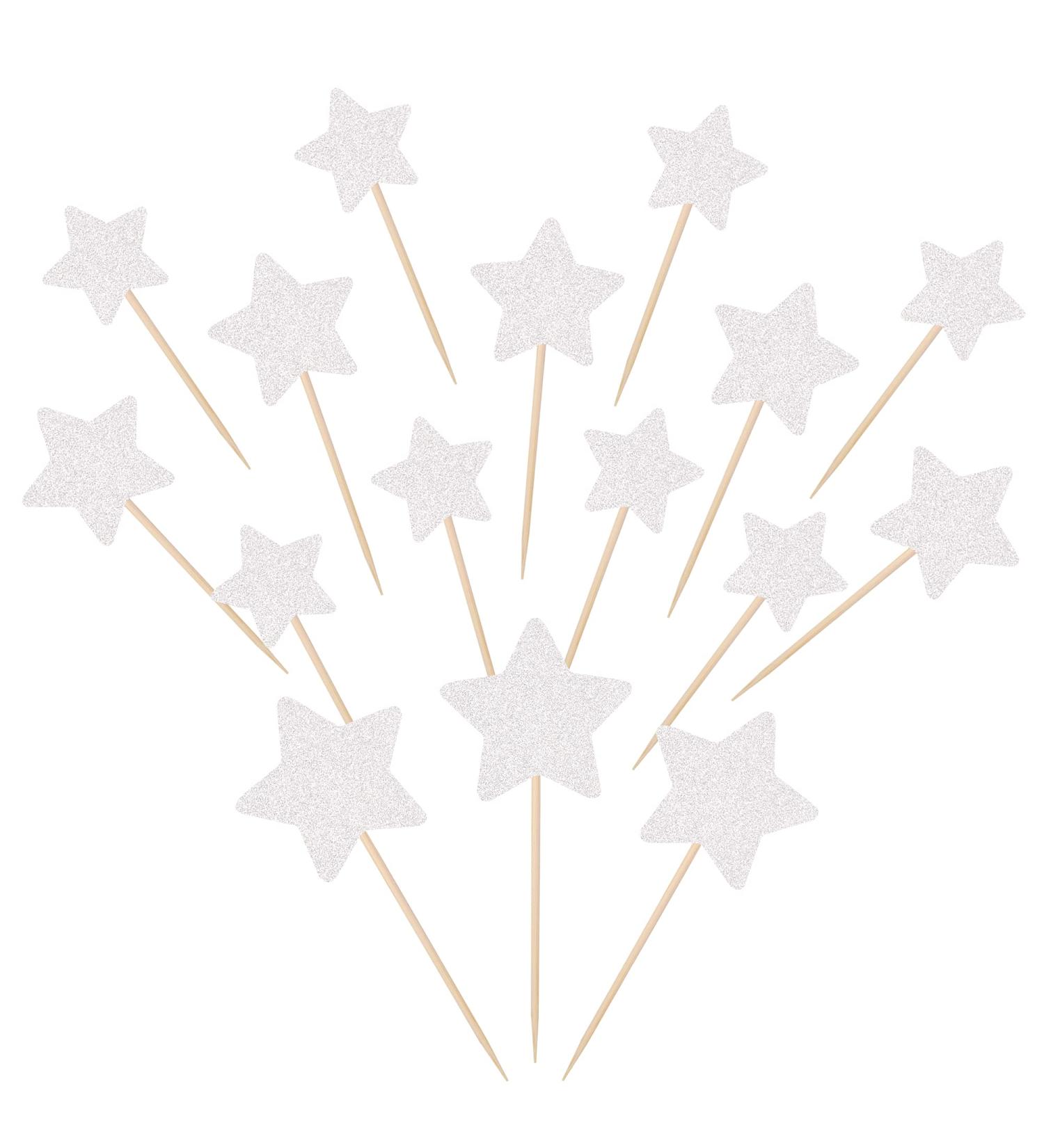 30 PCS Little Star Cupcake Toppers Glitter Twinkle Star Cupcake Picks Wedding Engagement Baby Shower Birthday Party Cake Decorations Supplies Mixed Size Silver A Silver - Buy Online on GoSupps.com
