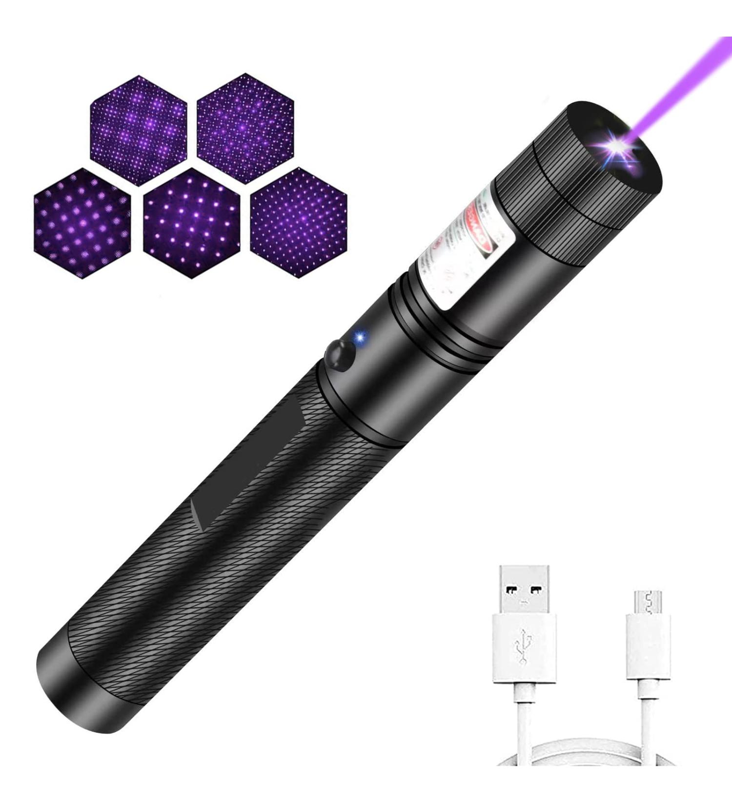YEHUOT Long Range Tactical Blue Purple Laser Beam Flashligh with USB Charging,Adjustable Focus Light Pointer for Night Astronomy Outdoor Camping and Hiking - Buy Online on GoSupps.com