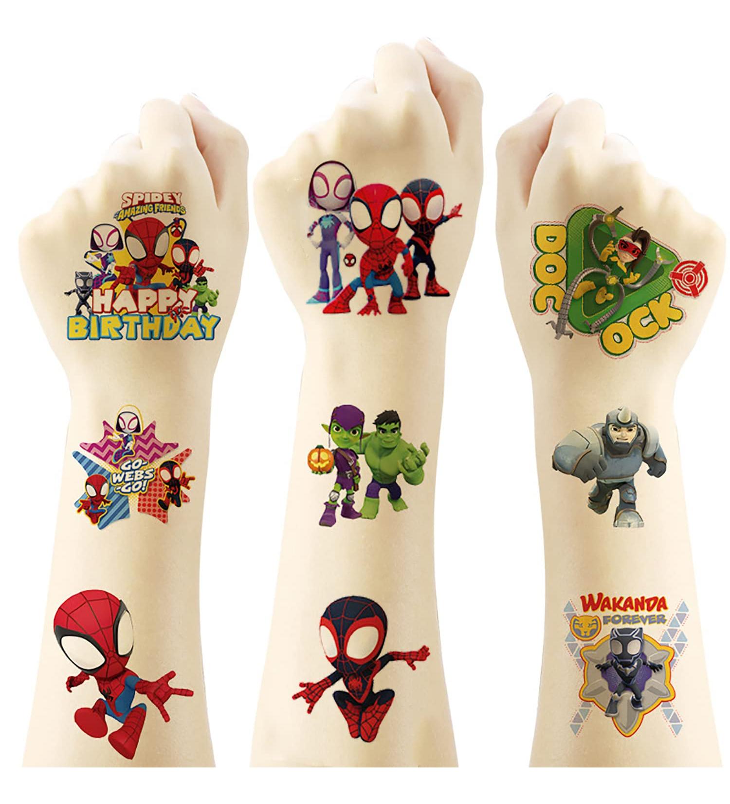 Spiderman Temporary Tattoos for Kids - 60 PC Spidey & Friends Fake Tattoos Stickers | Spider Birthday Party Supplies & Decorations - Buy Online on GoSupps.com