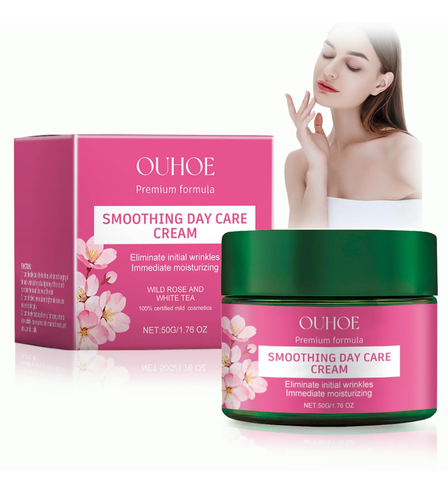 HANGGON Organic smoothing day care natural cosmetics antiaging face cream moisturizer with wild rose and white tea reduces fine lines antiwrinkle cream for all pink - Buy Online on GoSupps.com