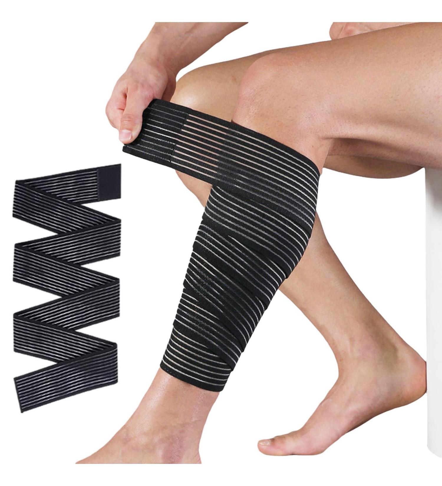 Thigh Compression Band for Men & Women | Shin Splint Relief & Knee Pain Alleviation | Ankle Calf & Leg Support with Velcro Braces (120cm - Buy Online on GoSupps.com