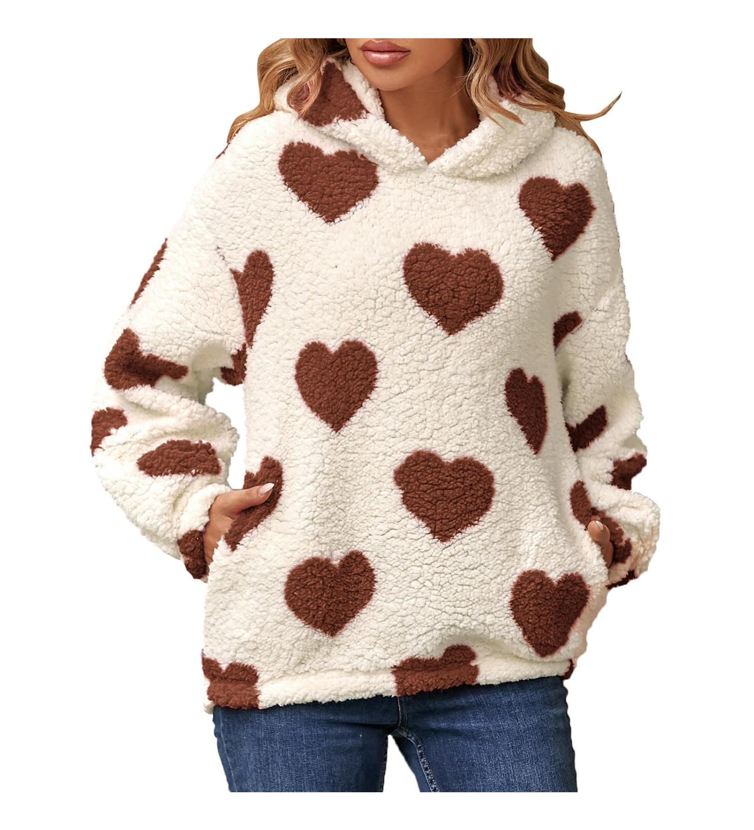 Hanxiulin Women's Fleece Plush Jacket | Warm Oversized Hooded Winter Sweater | Casual Fashion in Khaki - Buy Online on GoSupps.com