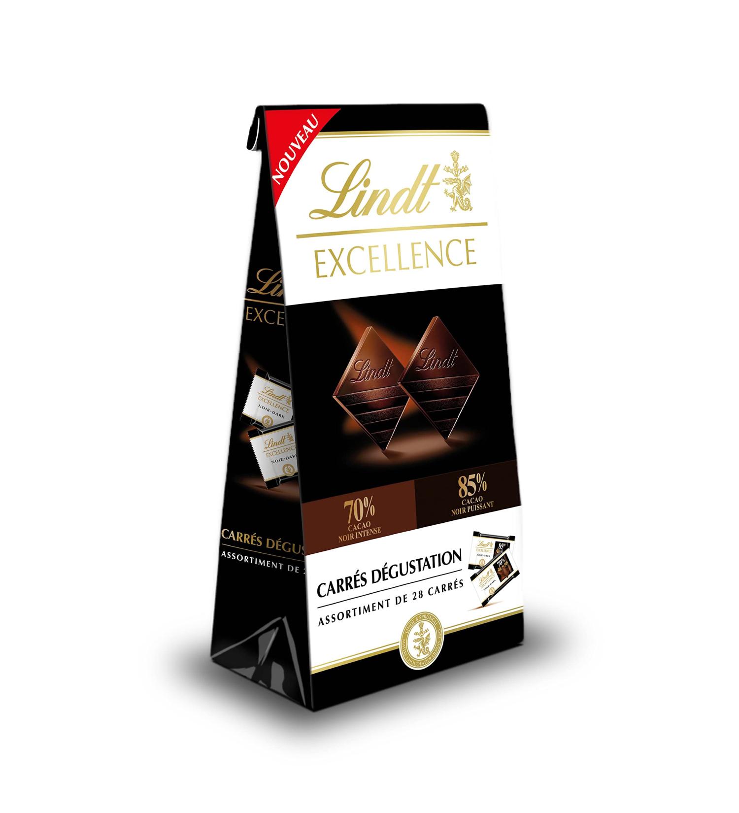 Lindt - EXCELLENCE Mini Square Chocolate Bag - Assortment of 70% Dark and 85% Dark Chocolates 154g - Buy Online on GoSupps.com