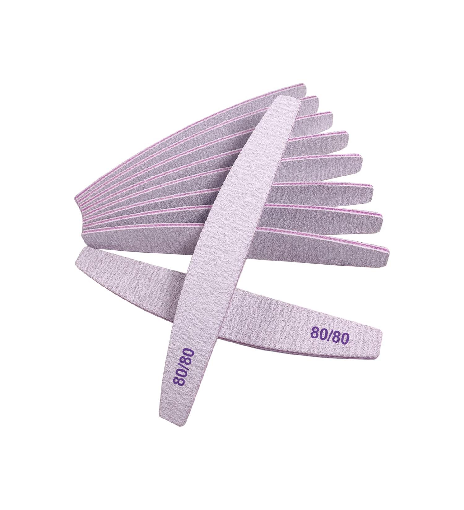 10 Pack 80/80 Grit Nail Files for Acrylic and Gel Nails - Professional Double Sided Emery Boards - Coarse Nail File for Manicure - Reusable Washable Curved Gray - Buy Online on GoSupps.com