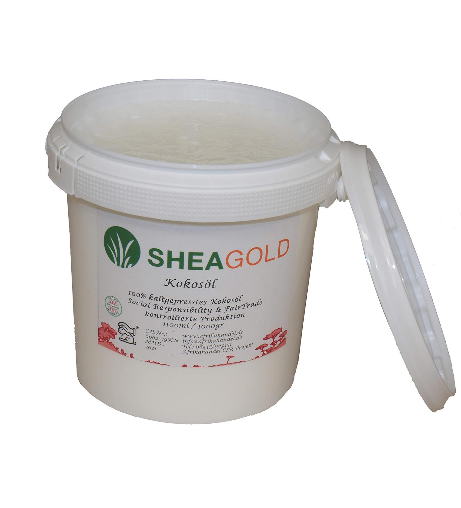 SheaGold Unrefined cold-pressed coconut oil - Naturally fair trade - Pleasant taste - Pleasant aroma (1100 ml)