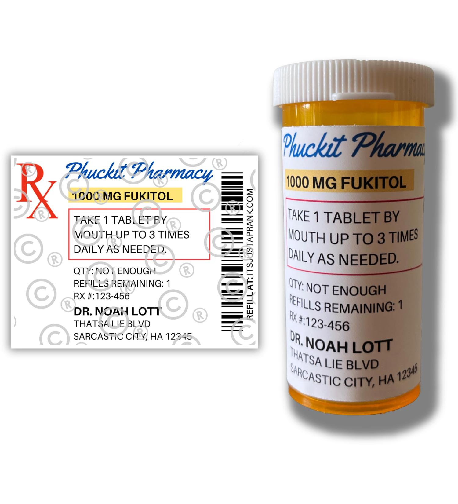 Buy Fukitol Pill Bottle Prank - Funny Gag Gift for Men & Women | Perfect for Valentine's Day April Fools & Birthdays - Buy Online on GoSupps.com