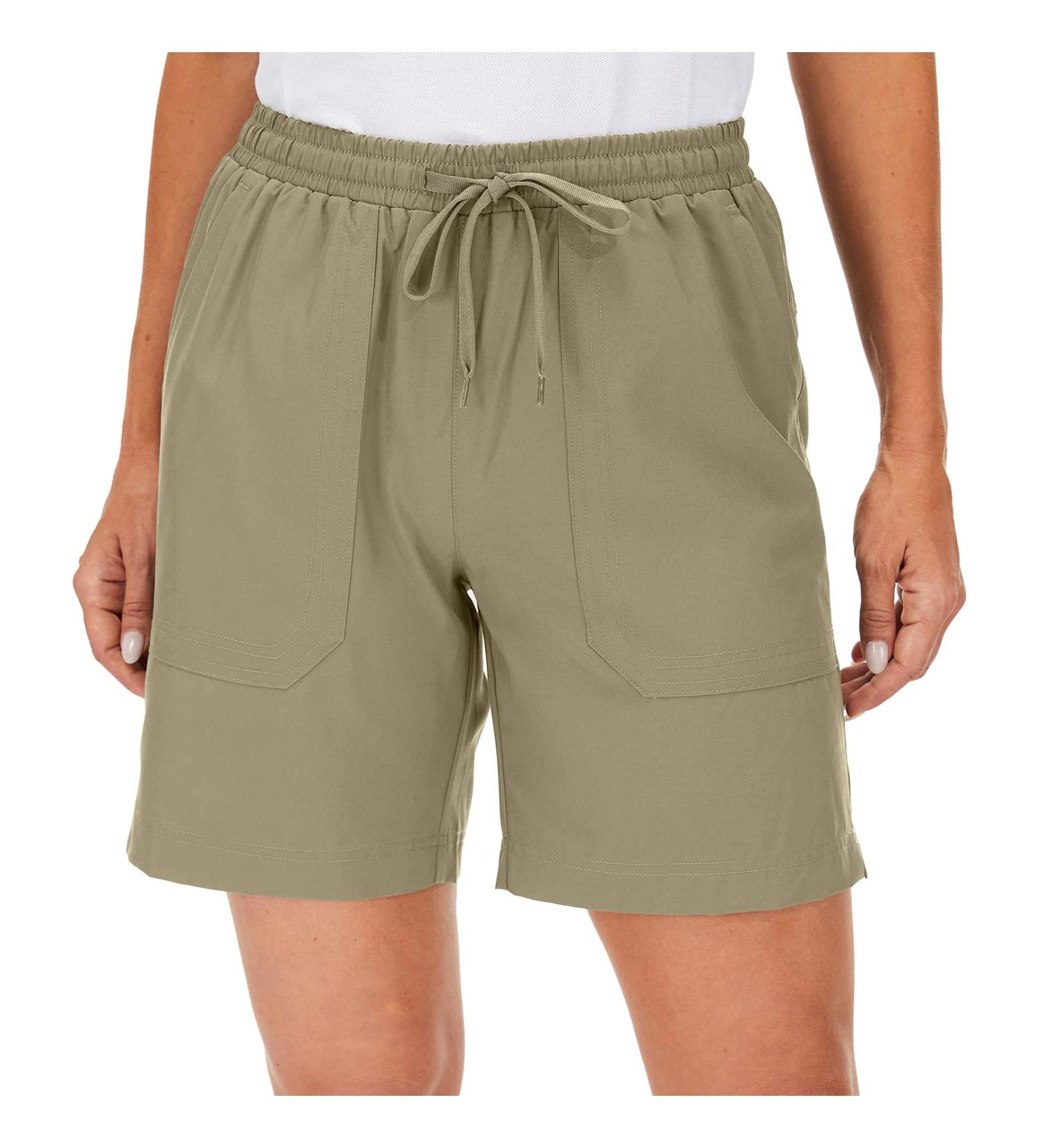 Asfixiado Women's Quick Dry Hiking Cargo Shorts - X-Large Khaki | Lightweight Summer Shorts for Outdoor Travel with Zipper Pockets - Buy Online on GoSupps.com