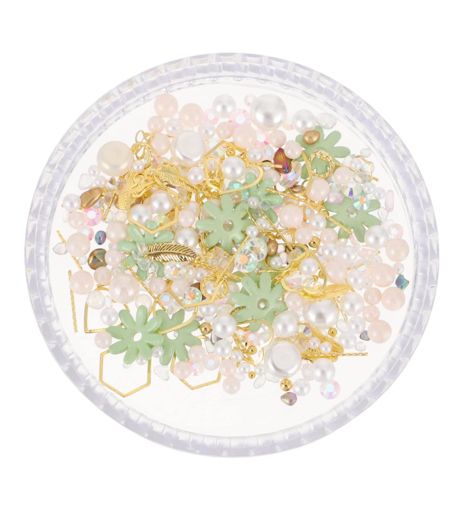 Ipetboom 1 Box Nail Art Accessories Pearl Jewelry Nail Art Decal Shinny Manicure Decor Nail Art Ornament Pearl Nail Ornaments Appliques Embellishments Nail Supplies Small and Fresh Alloy 6.5X6.5X1cm Green - Buy Online on GoSupps.com