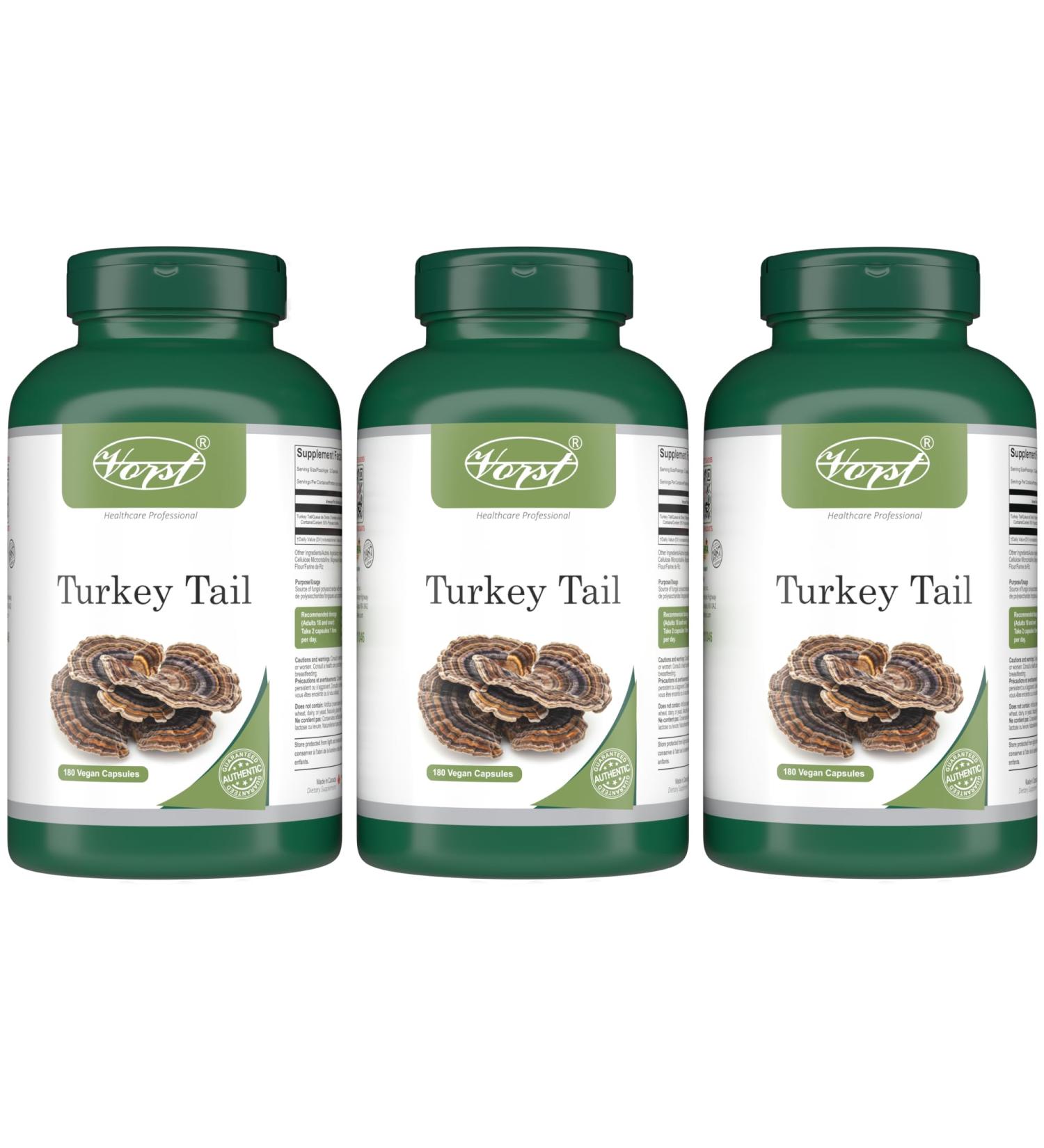 VORST Turkey Tail Mushroom Supplement 1200mg Per Serving 3 x 180 Vegan Capsules | Powder Pills | 3 Bottles 540 count (Pack of 1) - Buy Online on GoSupps.com