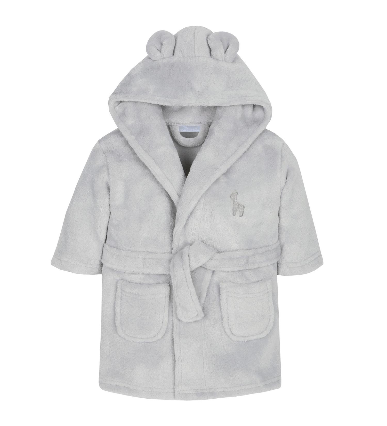 Baby Boy Girl Plush Fleece Dressing Gown Robe 6-12 Months Grey - Soft, Cosy & Warm Gift - Buy Online on GoSupps.com