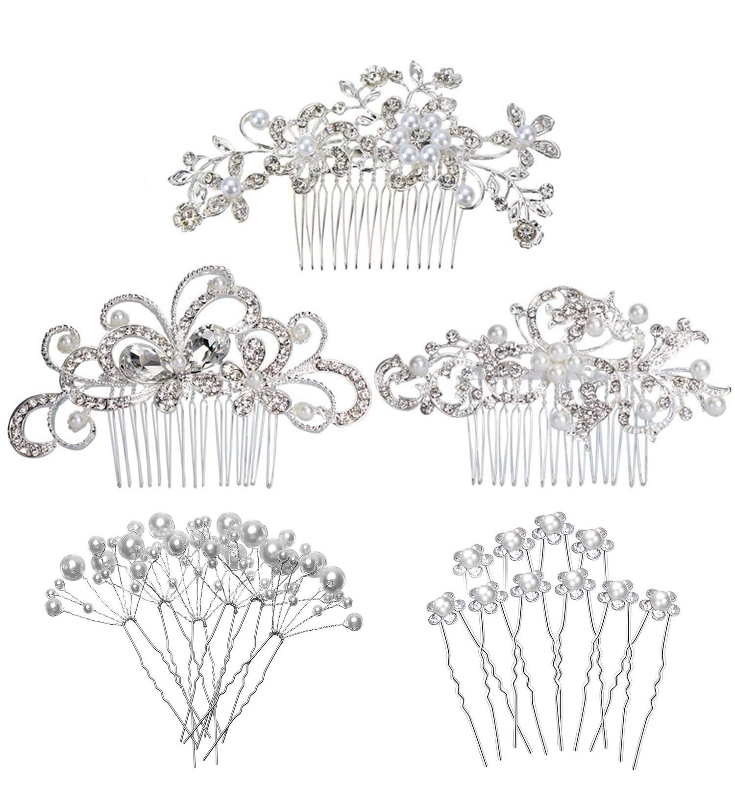 MOAMUN 23 PCS Wedding Hair Comb Bridal Accessories - Crystal Pearl Hair Pins for Brides & Bridesmaids - Buy Online on GoSupps.com