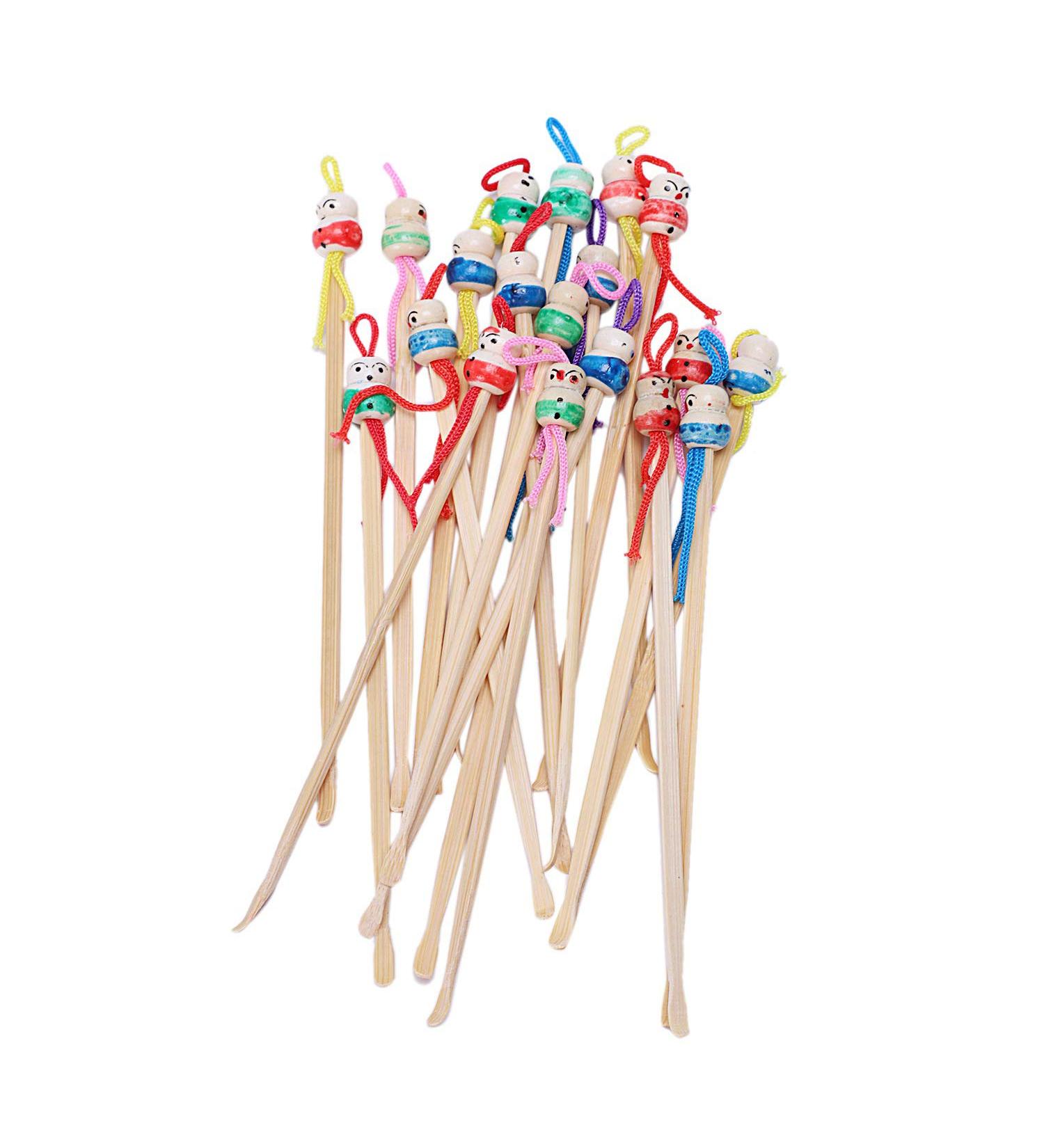 Jesnoe Bamboo Japanese Doll Ear Pick Spoons Earwax 20pcs - Buy Online on GoSupps.com