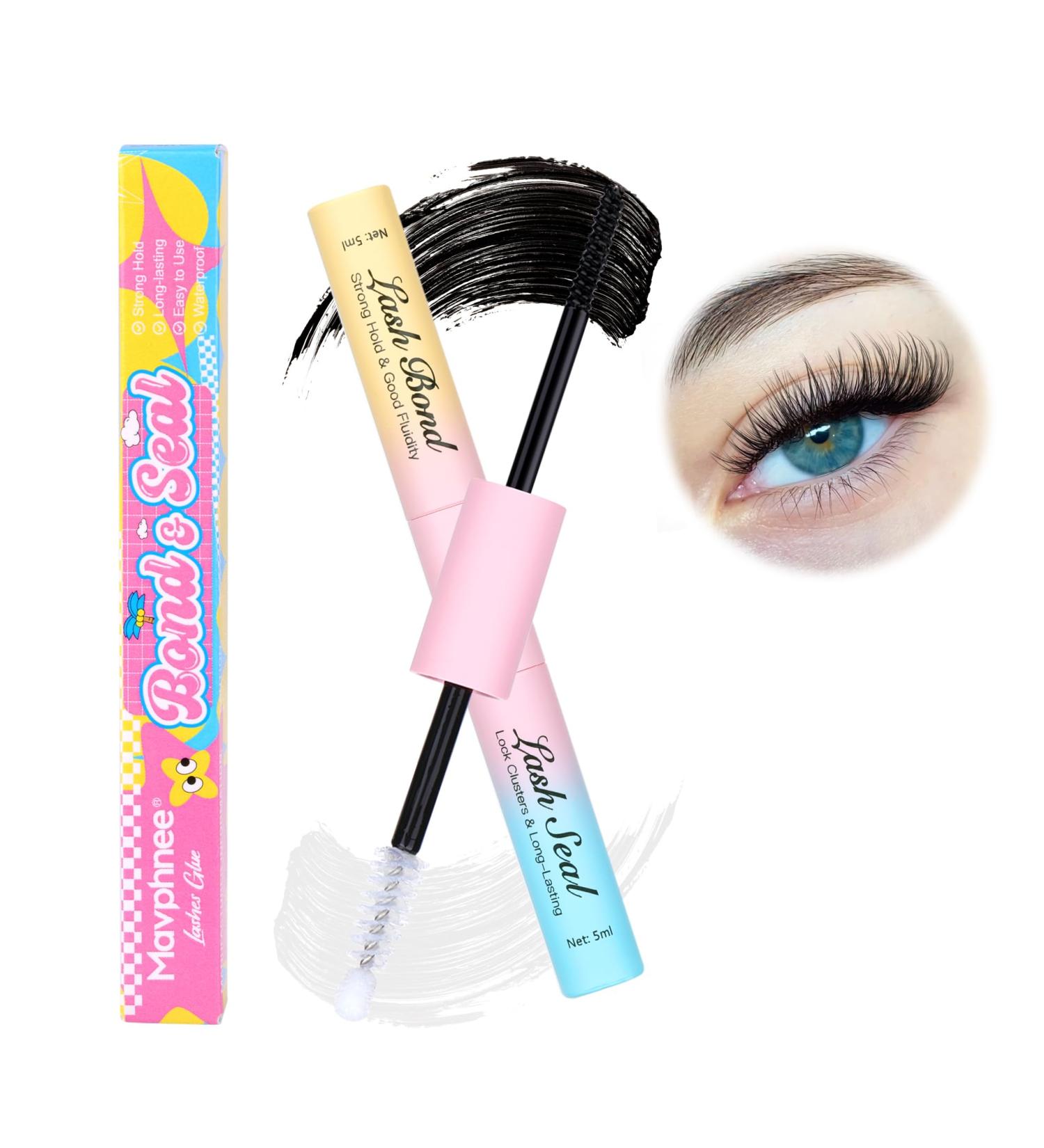 Mavphnee Lash Bond & Seal Waterproof - 2 in 1 Strong Hold Lash Glue for 72-Hour Lasting Eyelashes & Lash Extension Clusters - Buy Online on GoSupps.com