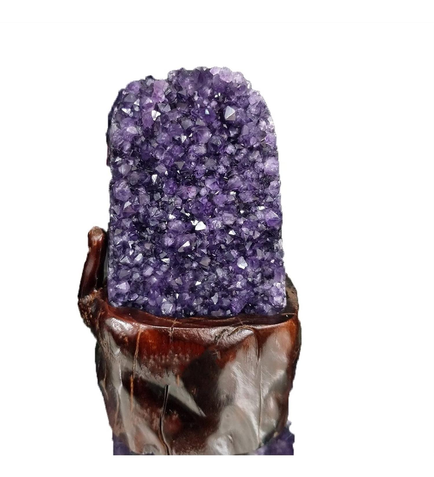 Natural Crystal Rough 1000g Natural Crystals Cluste Amethyst Cluster Geode from Uruguary Amethyst +Wood Base - Buy Online on GoSupps.com