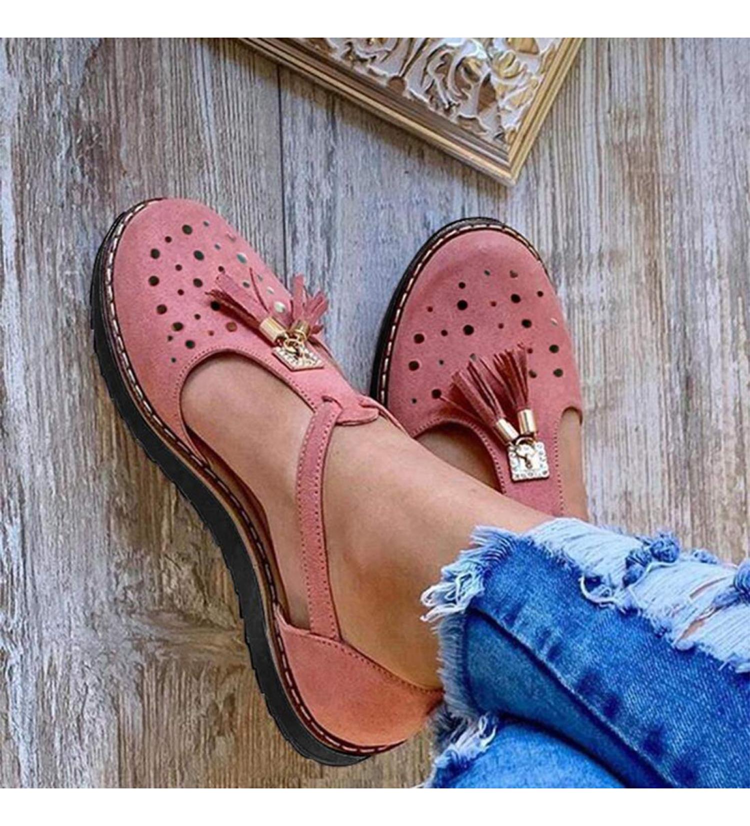 Stylish Women's Leather Sandals with Tassels - Comfortable Closed Toe Shoes for Summer Beach and Travel - Buy Online on GoSupps.com