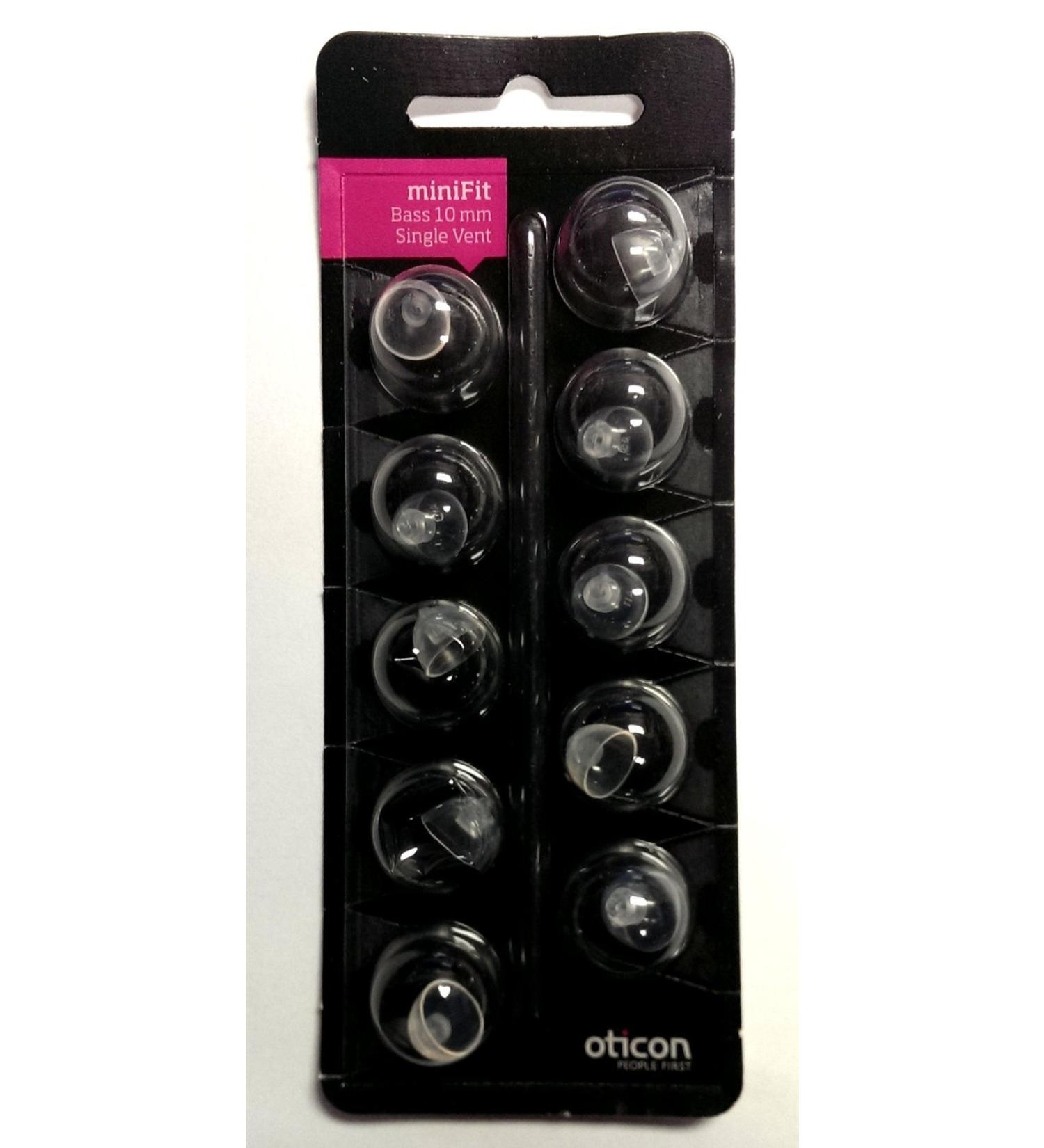 Oticon MiniFit Single Vent Bass Domes: 10-Pack (10mm) 0.39 Inch (Pack of 10)