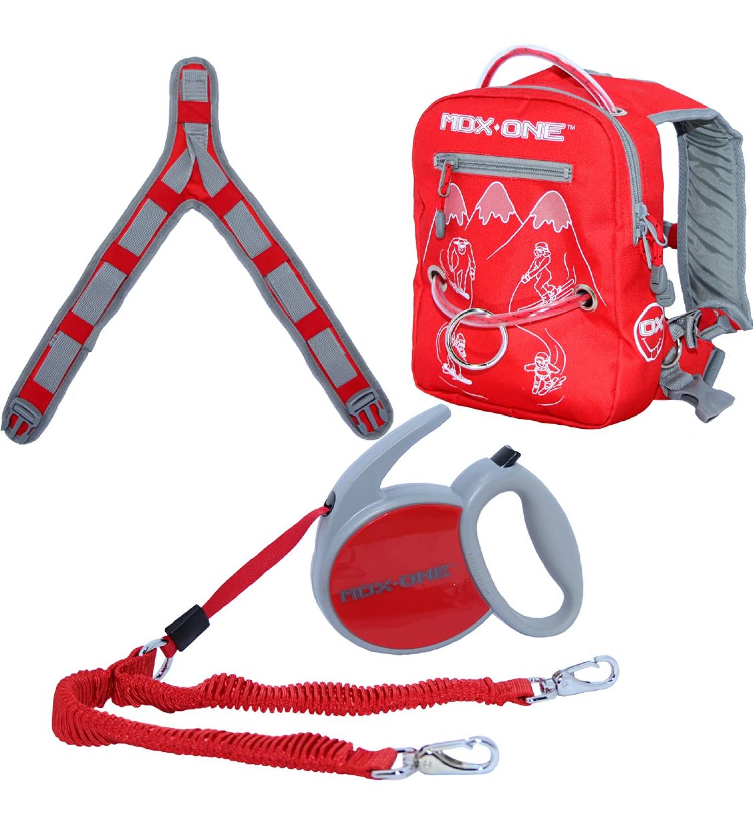 MDXONE Kids Snowboard Ski Harness Trainer | Retractable Leash & Seat Harness Red - Buy Online on GoSupps.com