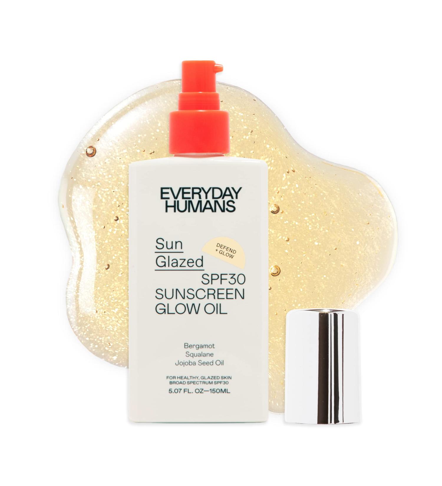 EVERYDAY HUMANS Sun Glazed SPF 30 Moisturizing Suntan Glow Oil with Gold Shimmer - Vegan Tanning Oil with Squalane, Jojoba Oil & Citrus Scent | Non-Greasy Formula, Oxybenzone Free - Buy Online on GoSupps.com