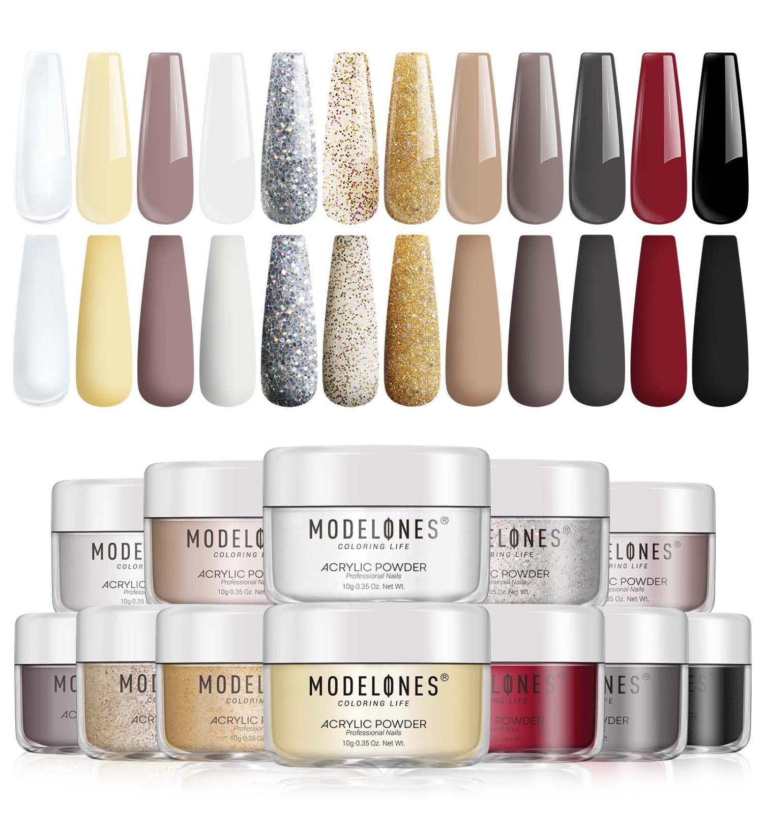 Modelones Acrylic Powder Set - 12 Colors for Fall Nail Art | Medium Drying & Pigmented Spring Summer Series | Ideal for 3D Carving & Gifts for Women - A6-Fall Winter - Buy Online on GoSupps.com
