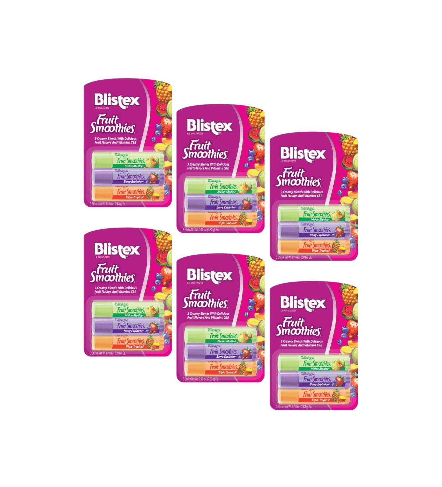 Blistex Fruit Smoothies Lip Moisturizers - Pack of 6 (3 Sticks 0.10 oz Each) | Hydrating Lip Care for All Skin Types - International Shipping Available - Buy Online on GoSupps.com