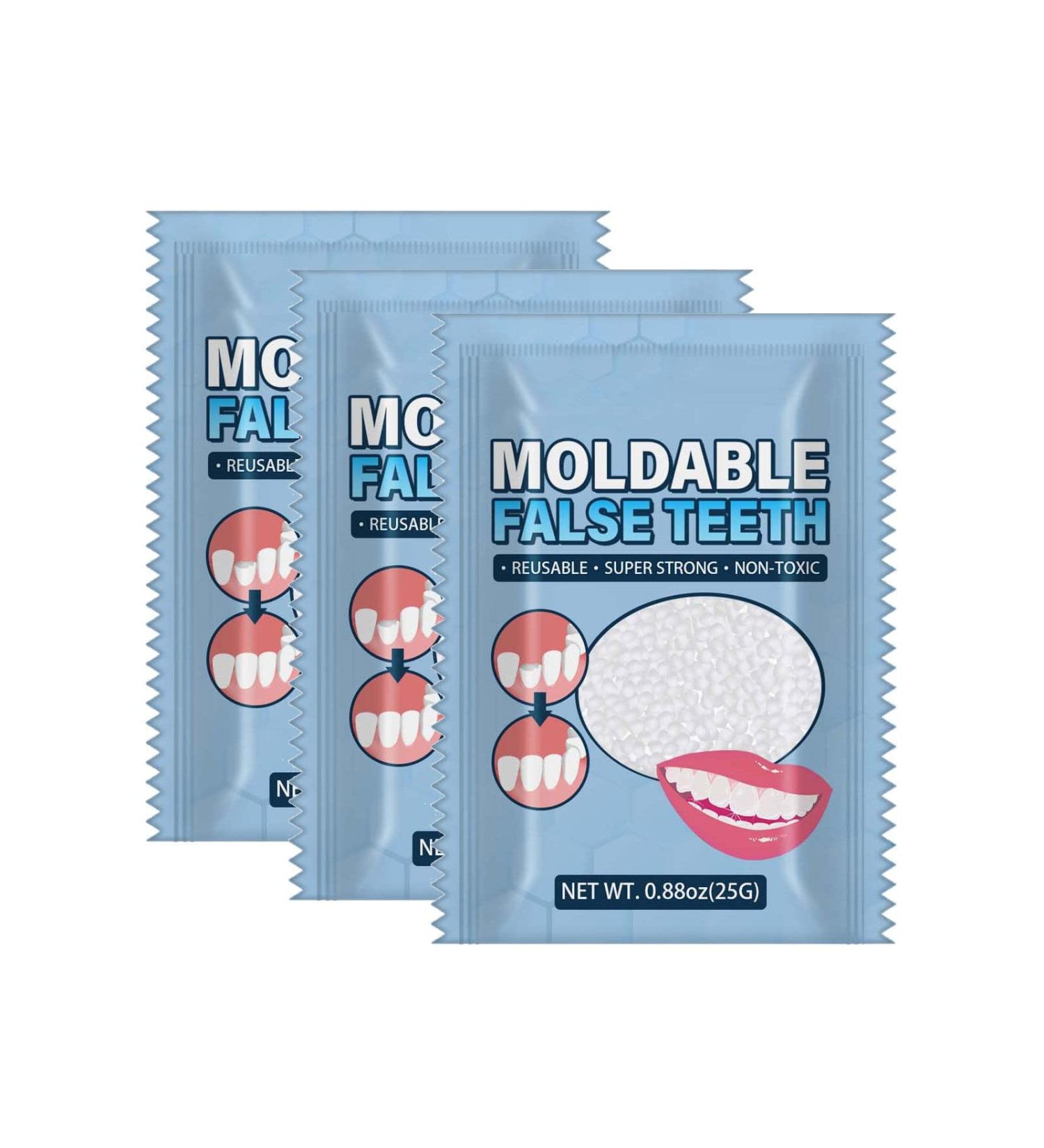 Plastic Teeth Glue Dentures Kit | Temporary Filling Teeth | Fake Filling Holes | Denture Bath Case | 1/2/3pcs | One Size C - Buy Online on GoSupps.com