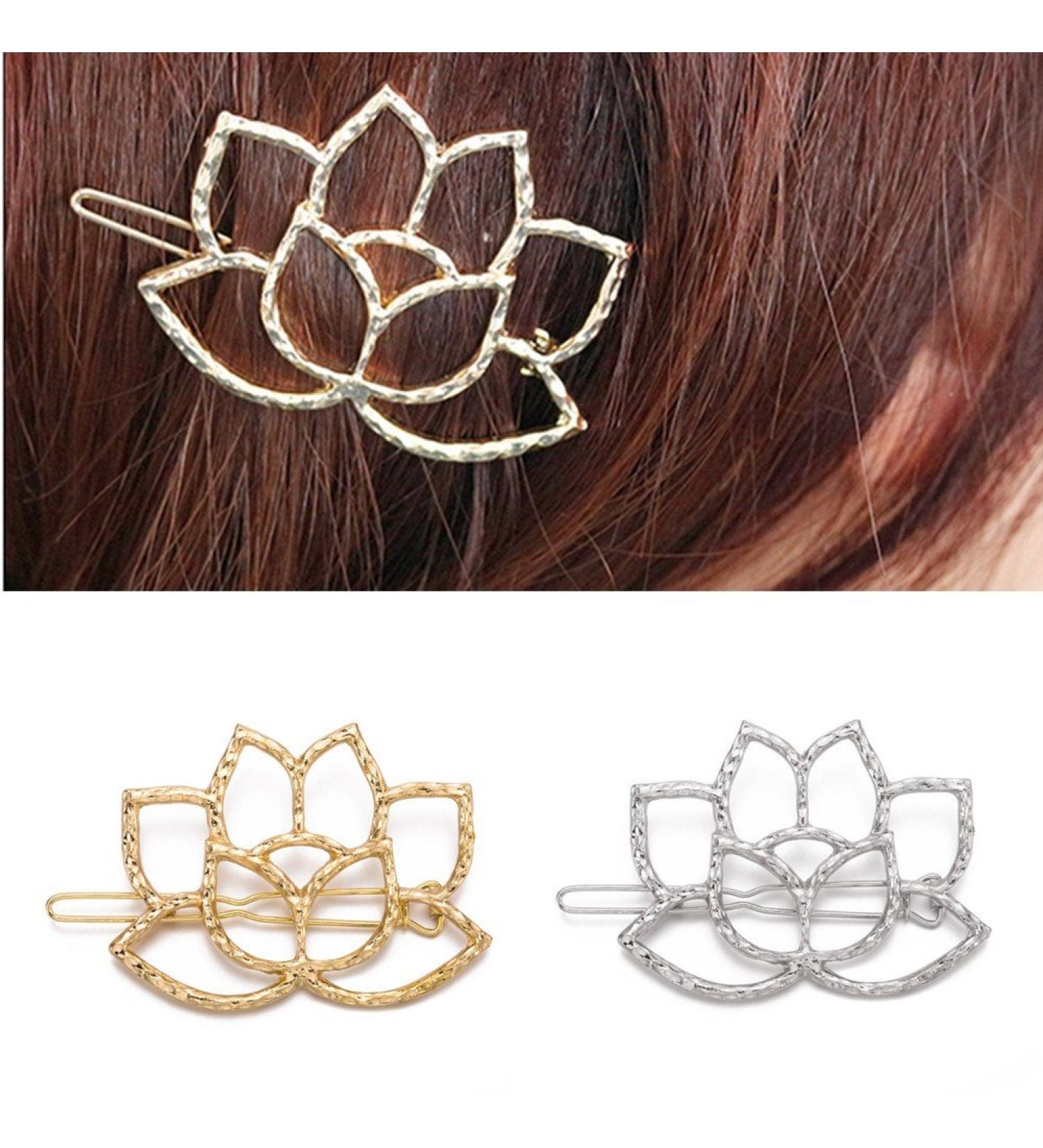 QTMY 4 PCS Metal Lotus Flower Hair Clips - Stylish Hair Accessories - Buy Online on GoSupps.com