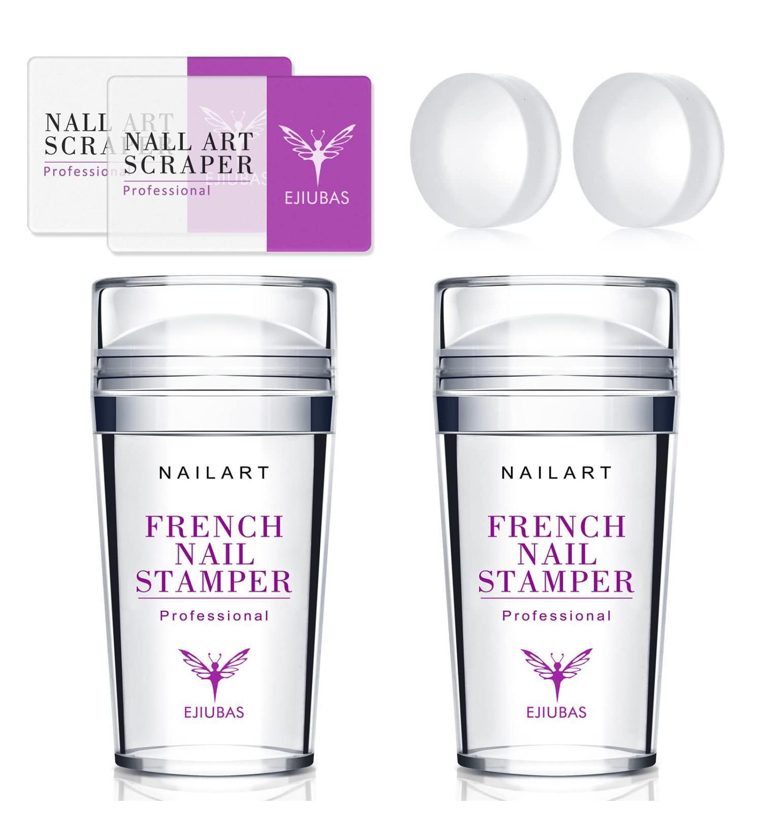 French Tip Nail Stamp Kit - Ejiubas Professional Silicone Nail Stamper Set with 2 Replaceable Heads & Scrapers - Buy Online on GoSupps.com