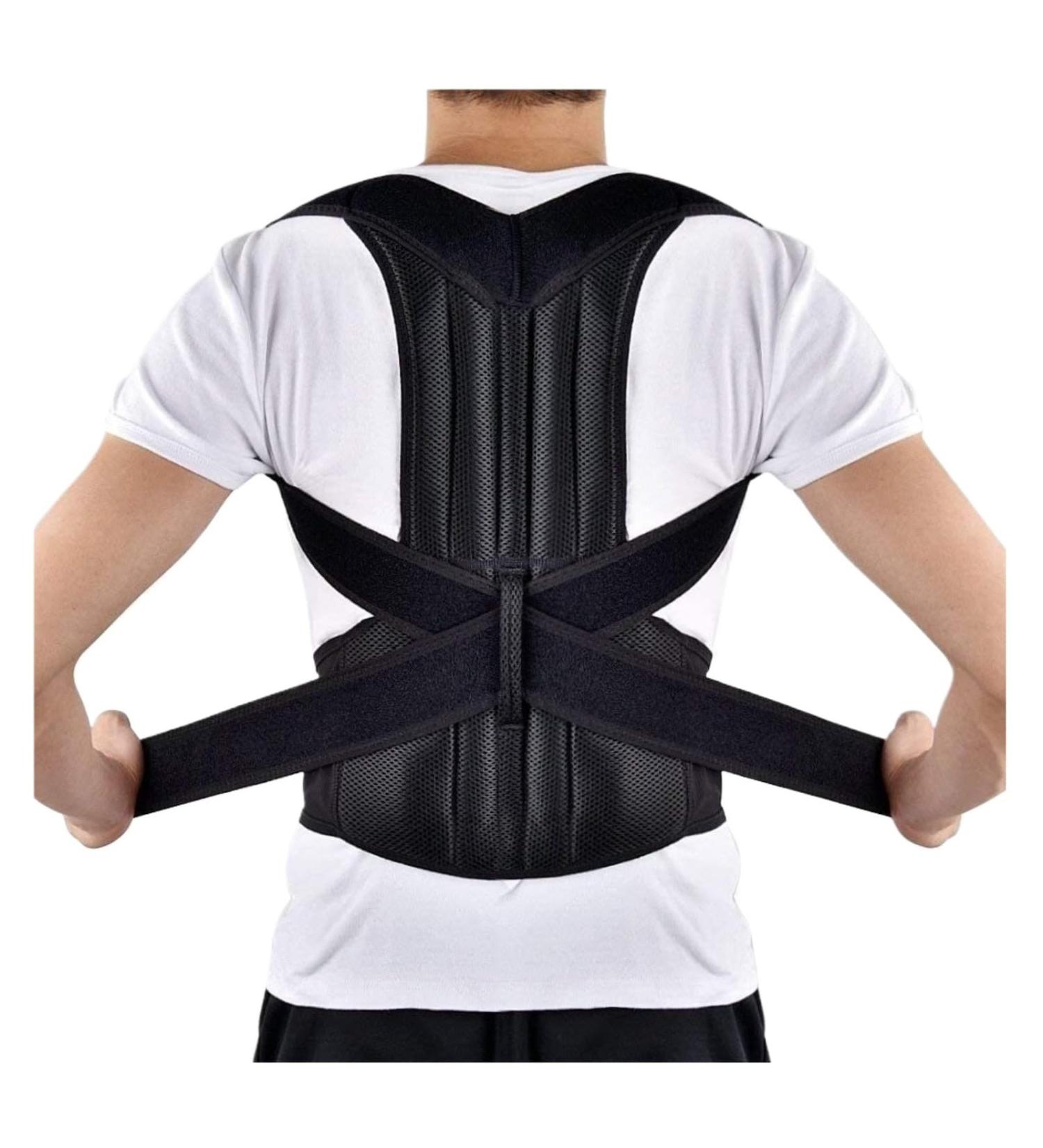 Back Brace Lumbar Support Back Support Posture Corrector Full Back Support Belt Brace Trainer Shoulder Waist Belt(Black Large) Large Black - Buy Online on GoSupps.com