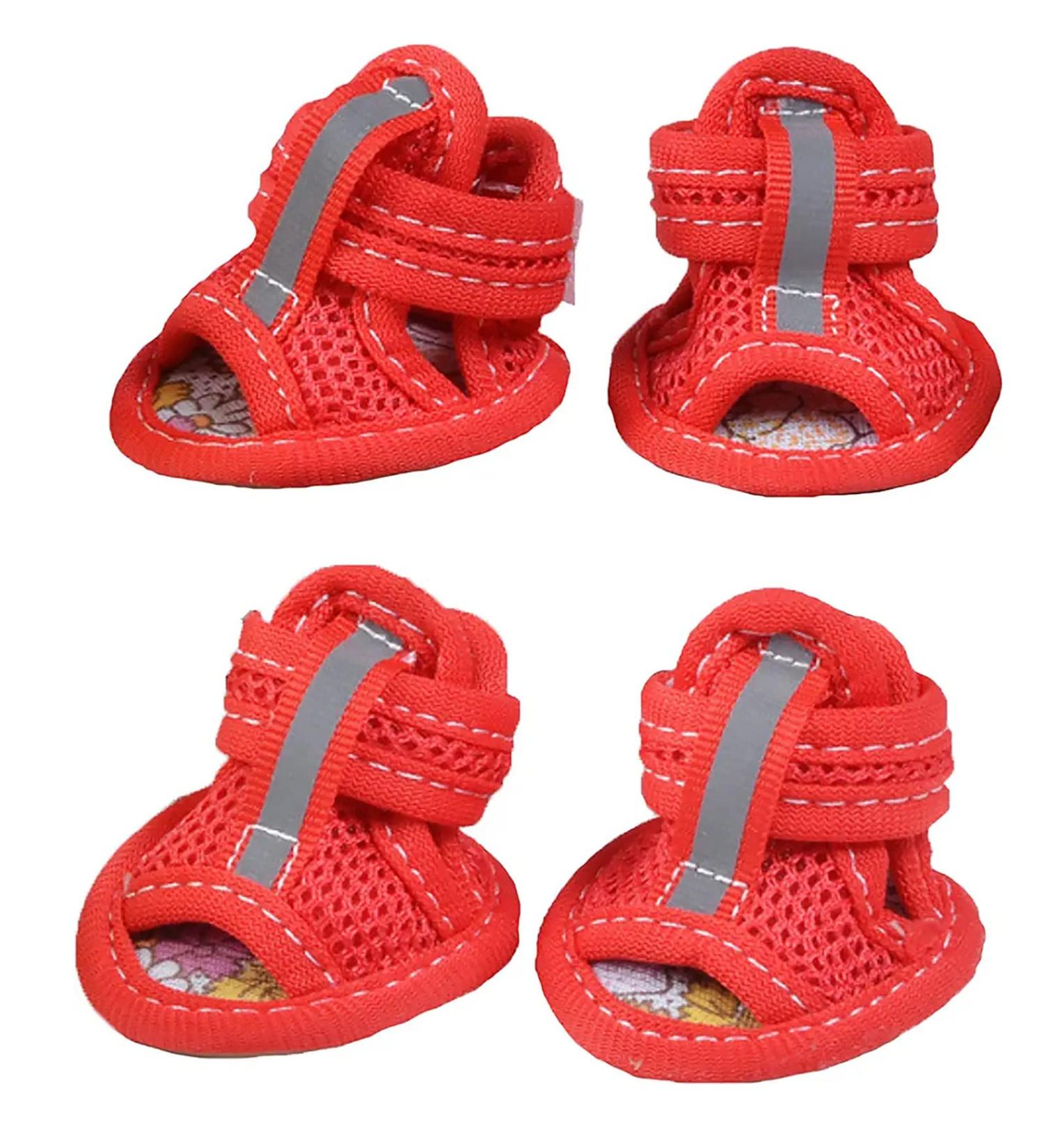 GabeFish Small Dog Summer Mesh Sandal Shoes | Breathable Paw Protectors for Puppy Cats | Size 3, Red - Buy Online on GoSupps.com